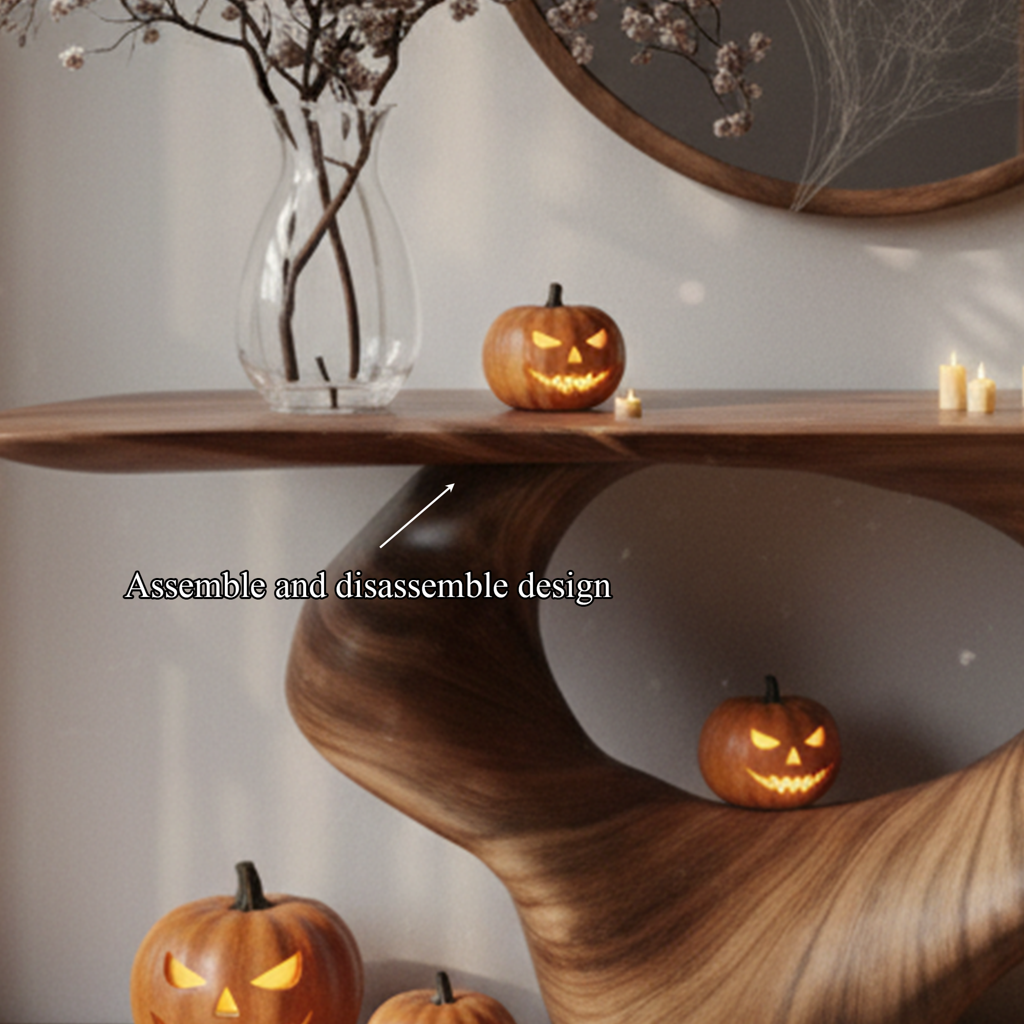 Halloween Mid Century Entryway Table Living Room SINLKIHW030