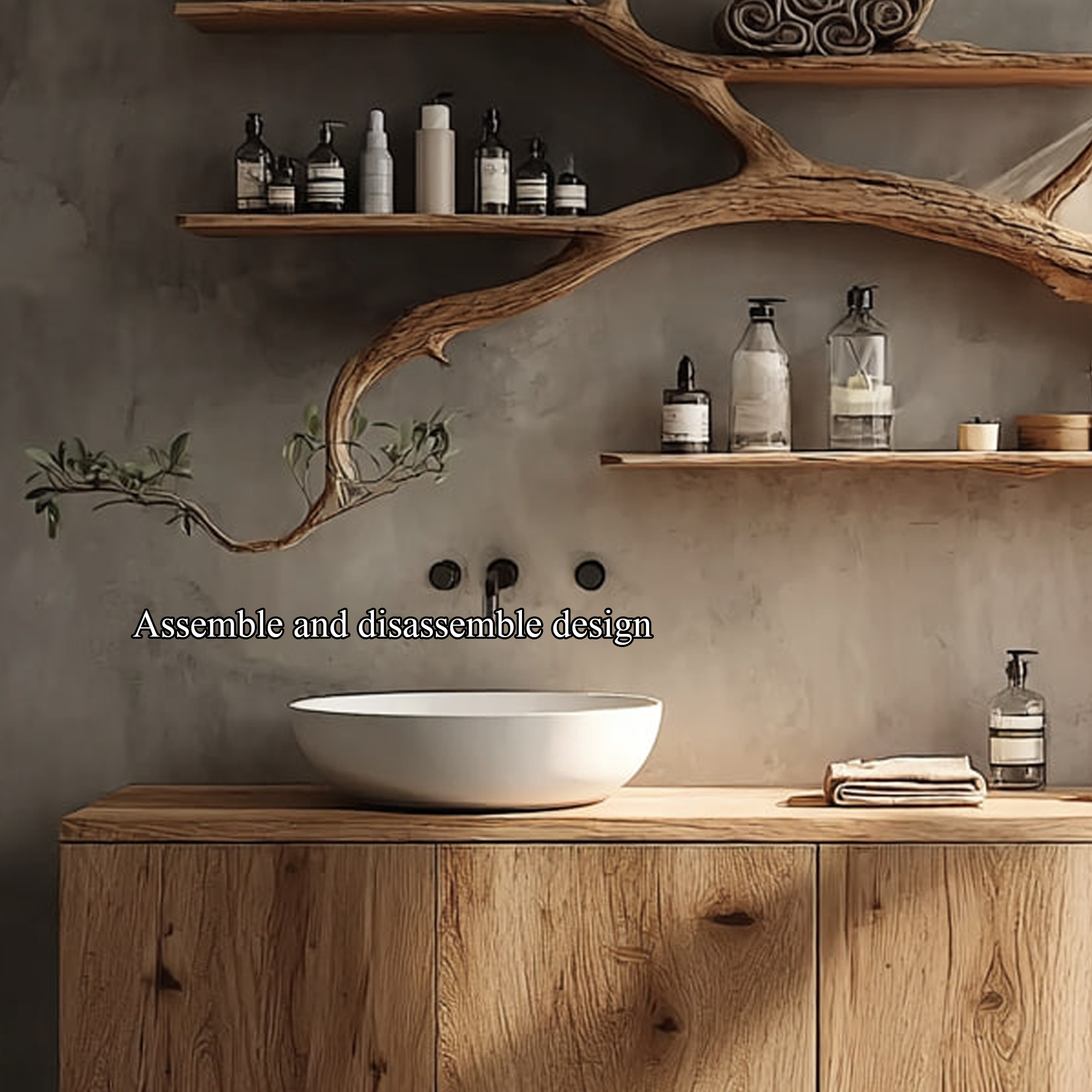 Rustic Organic Tree Inspired Vanity Bathroom Or Meditation Room SINLKITBB016
