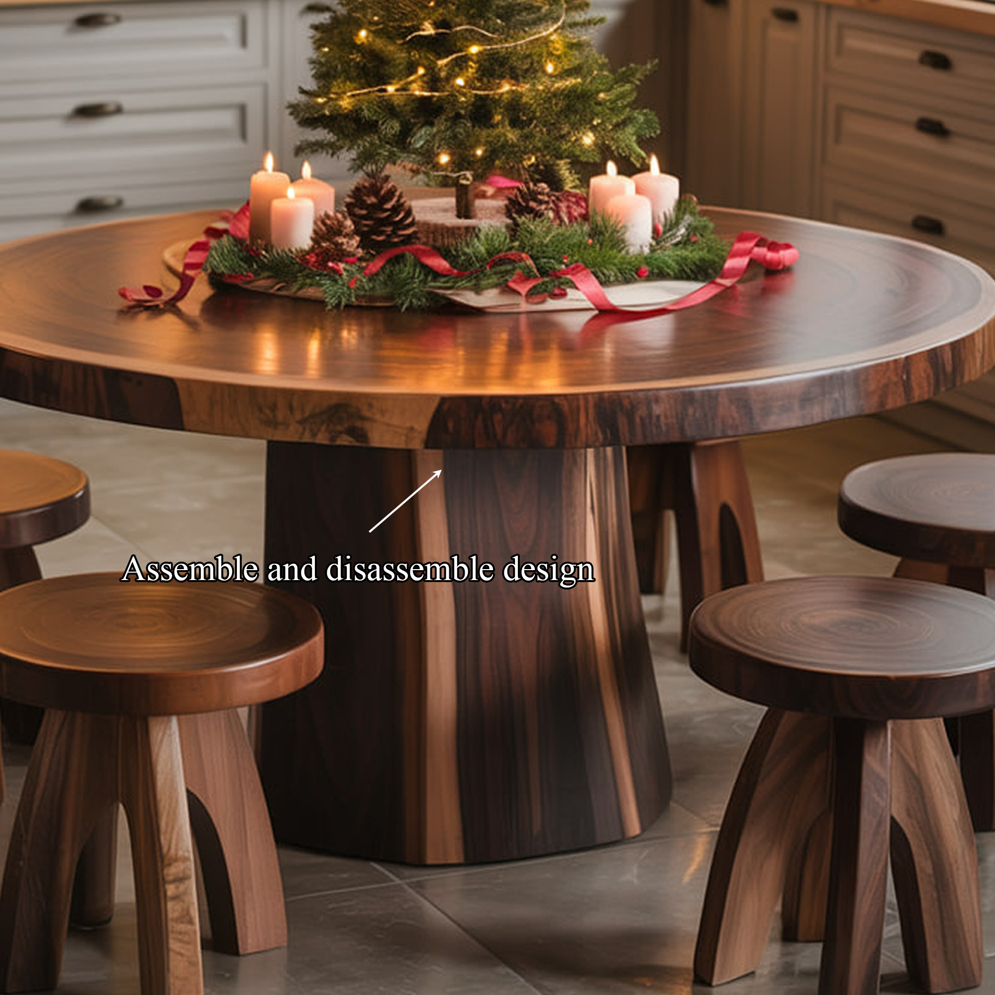 Rustic Live Edge Round Dining Table Kitchen SINLSDTR135