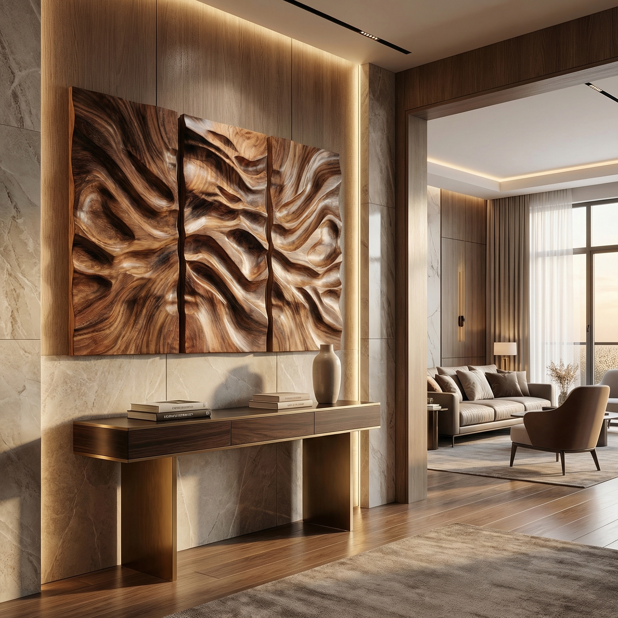 Modern Carved Wall Art Living Room And Bedroom SINLKIWD043