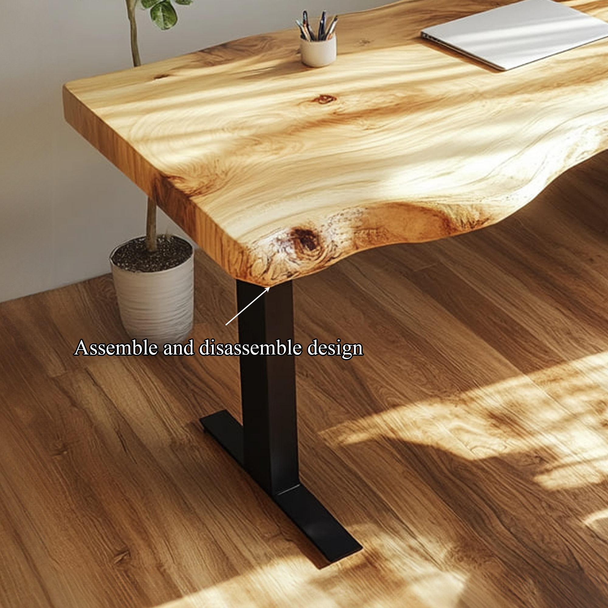Rustic Live Edge Wooden Work Desk Modern Home Office SINLKIDK014
