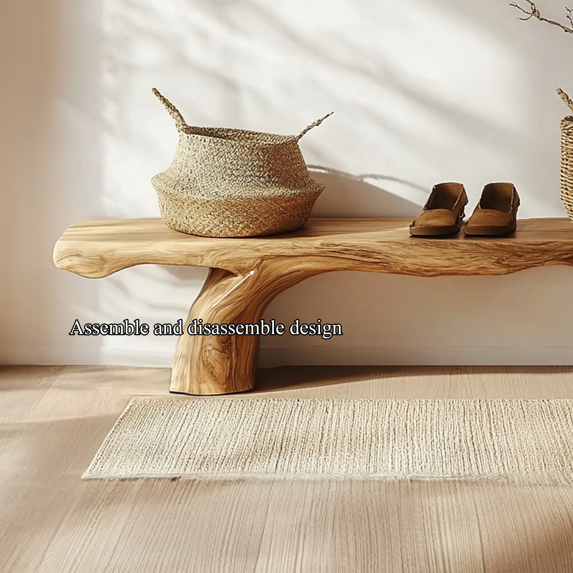 Rustic Natural Wood Bench Bedroom Or Living Room Furniture SINLKIRS037