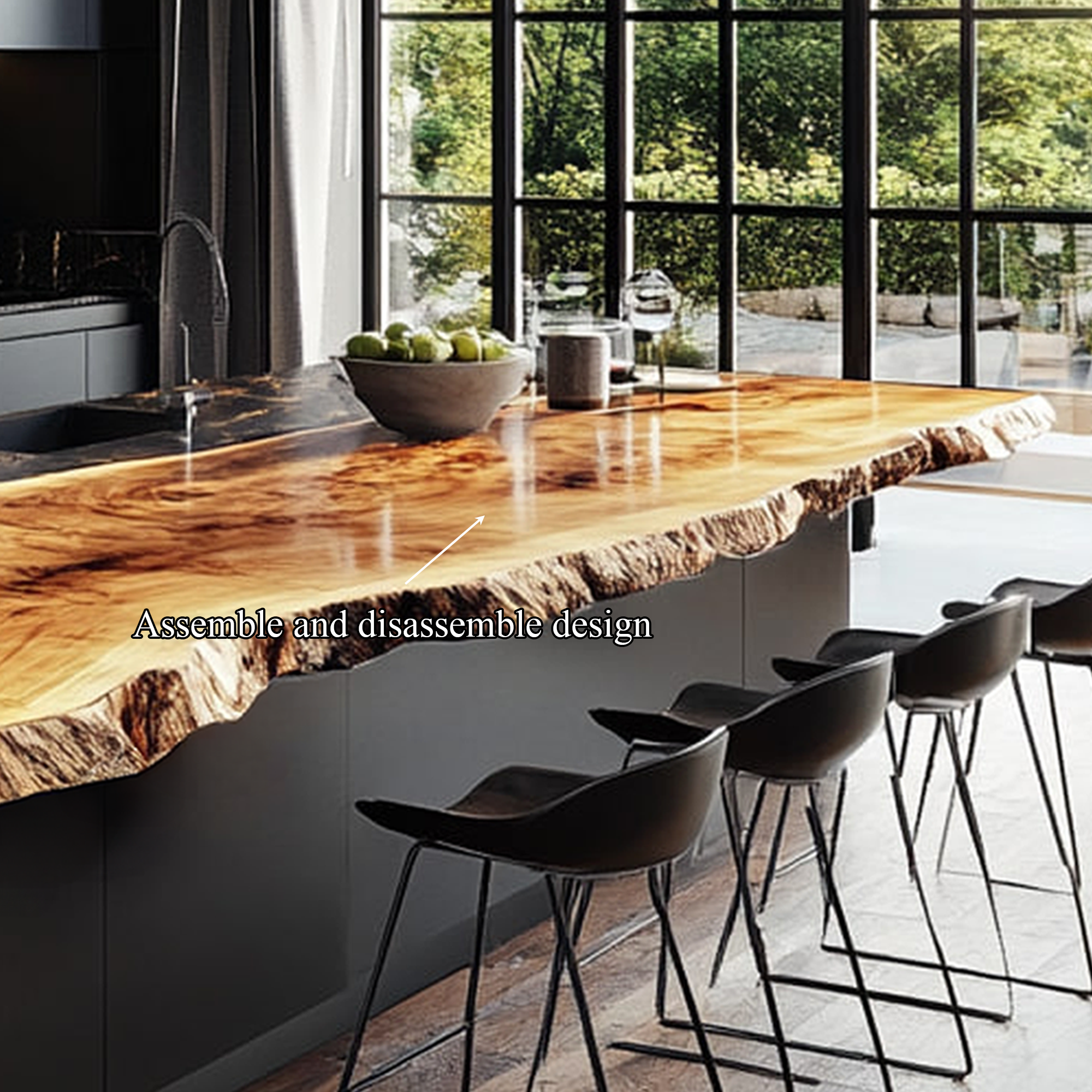 Modern Luxury Live Edge Kitchen Island Kitchen Or Dining Room SINLKIKI114