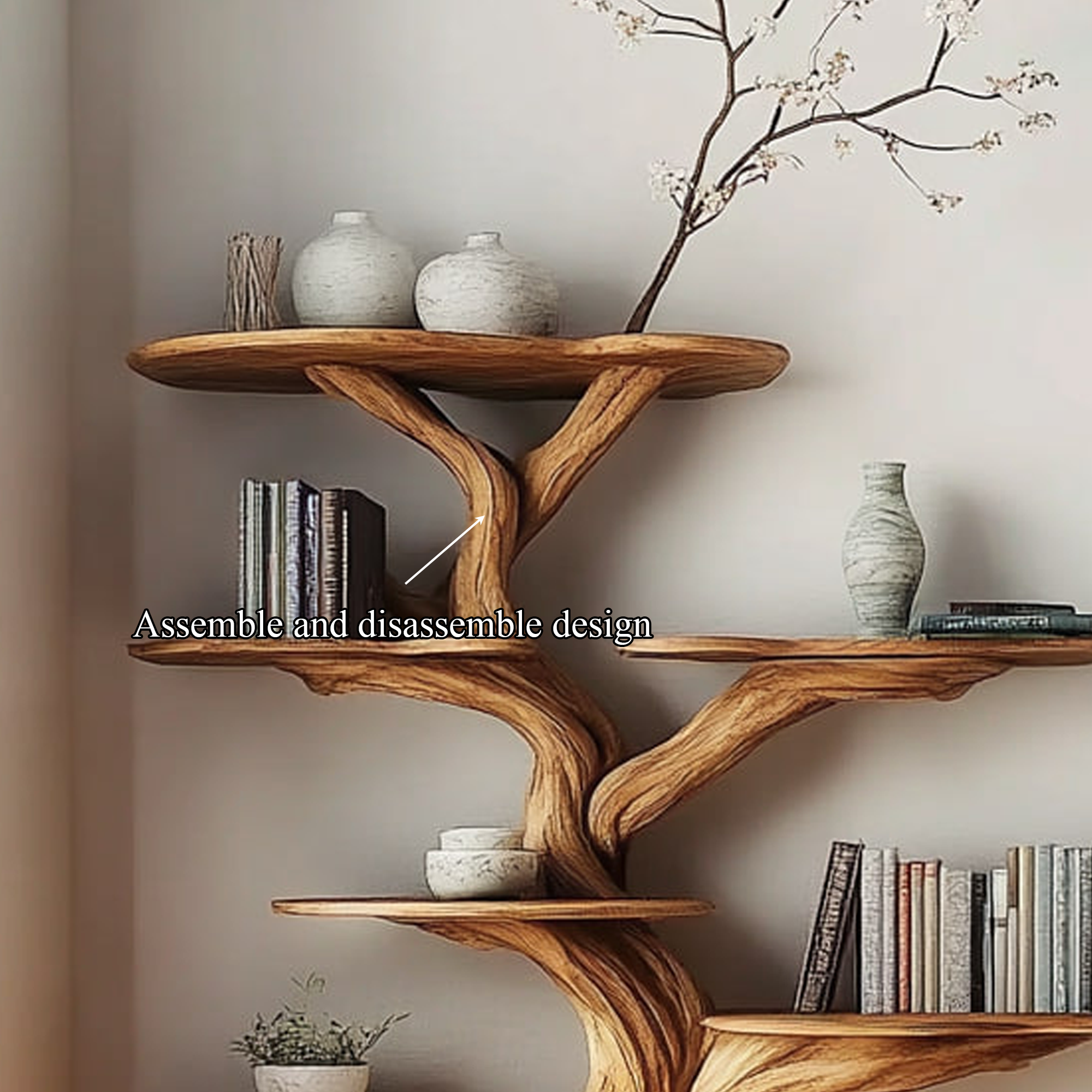 Rustic Unique Tree Bookshelf Bedroom Reading Nook SINLKITB473
