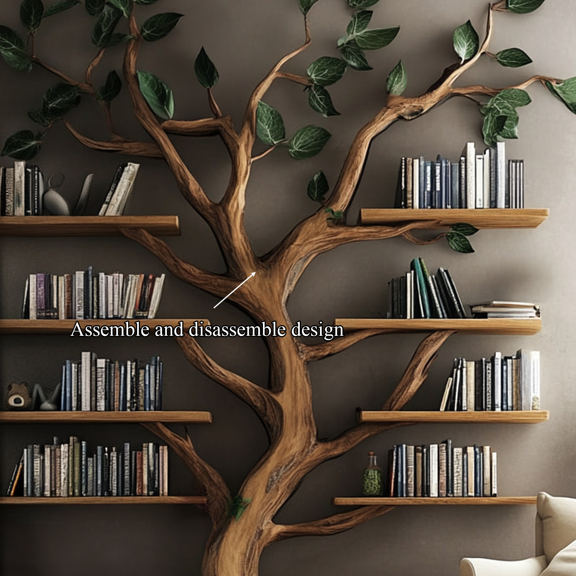 Rustic Tree Shaped Bookshelf living room SINLKITB327