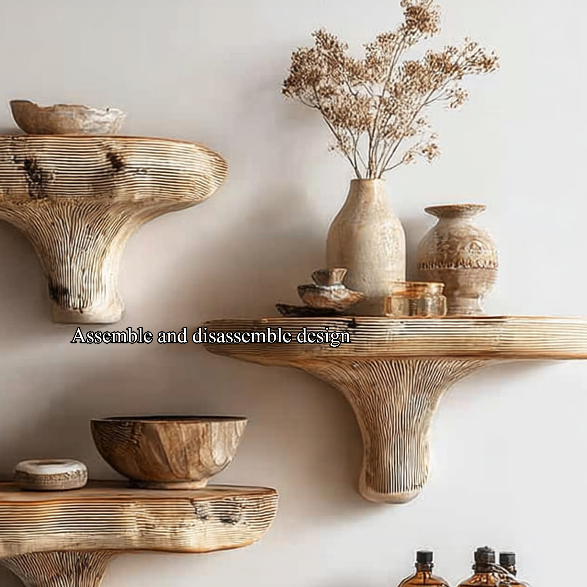 Rustic Mushroom Floating Shelf Living Room SINLKIFL137