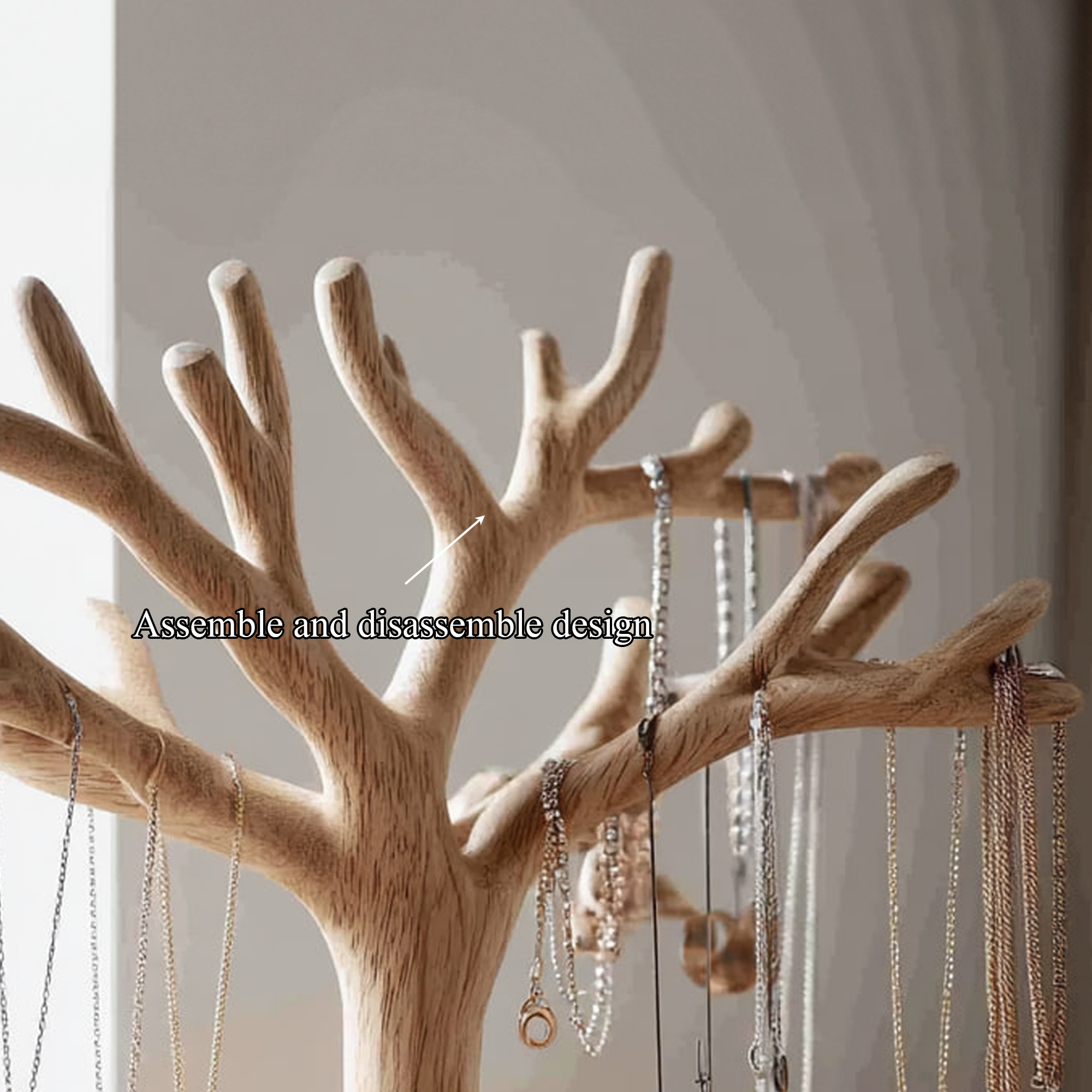 Nature Inspired Wooden Jewelry Tree Holder Handmade SINLKITJR003