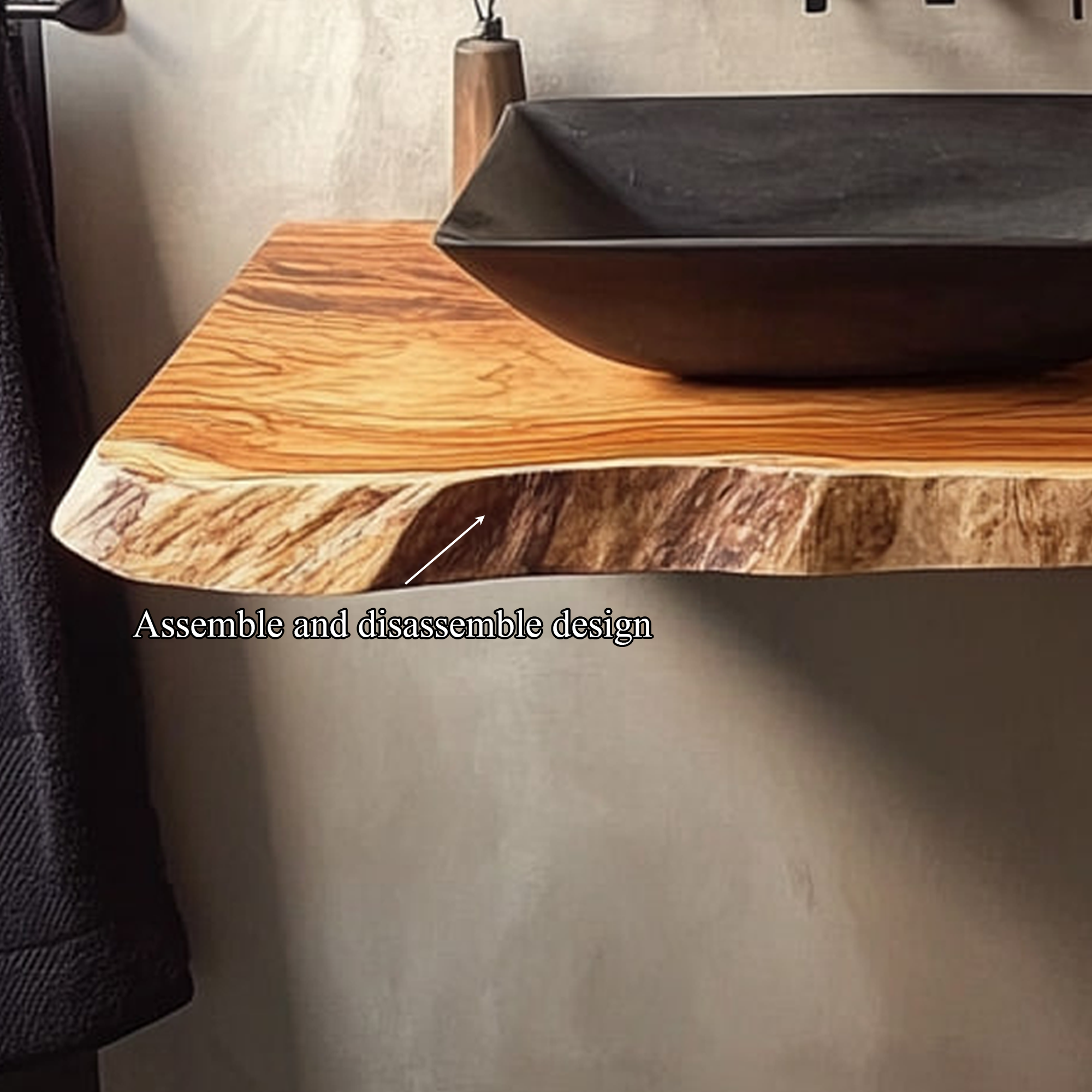 Mid Century Bathroom Vanity Shelf Floating Wood Bathroom Setup SINLKIBRV217