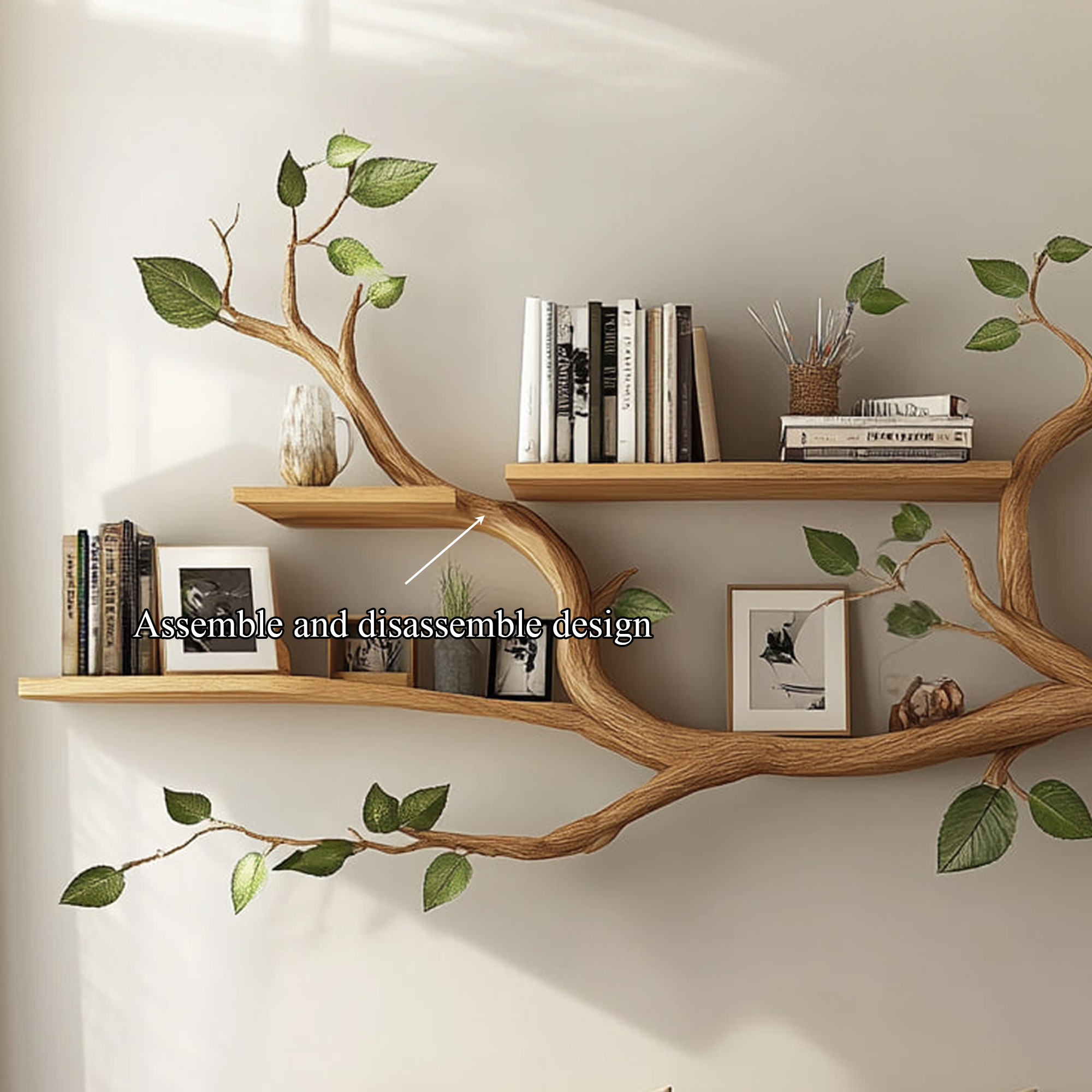 Minimalist Tree Branch Shelf Solid Wood Floating Wall Decor SINLKITBS060