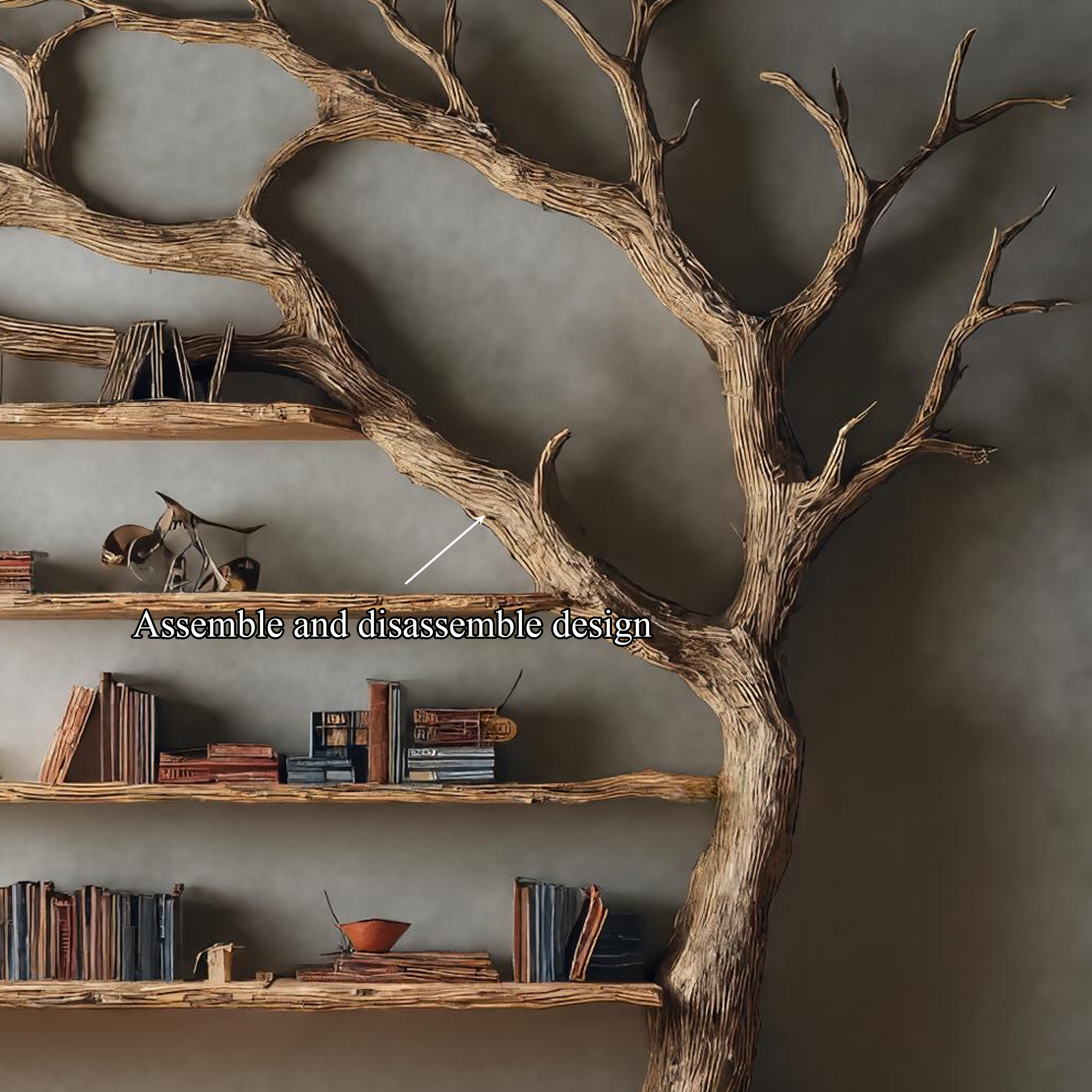 Rustic Wall Mounted Tree Shelf Living Room Decor SINLKITB324