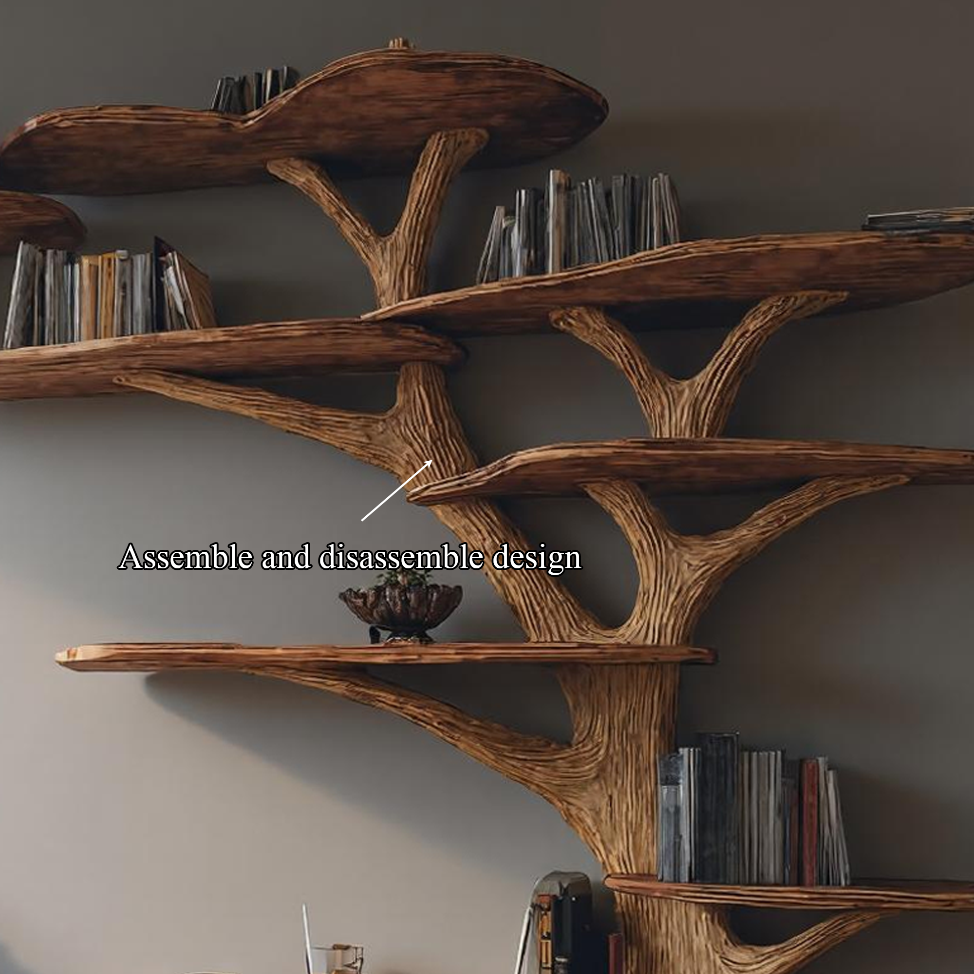 Rustic Tree Bookshelf Desk Home Office Or Study Room SINLKITB335