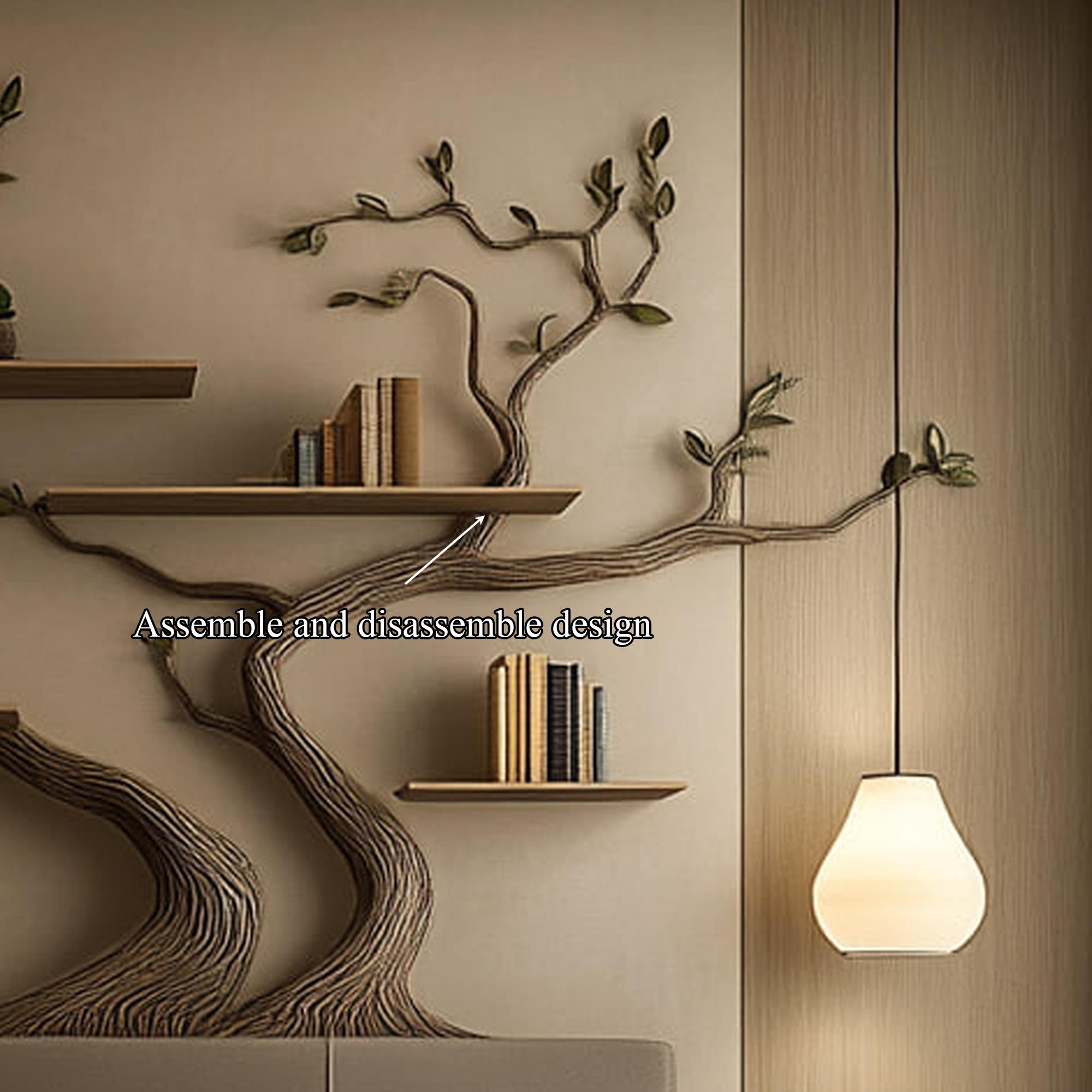 Mid Century Tree Wall Bookshelf Modern Cozy Bedroom SINLKITBS090