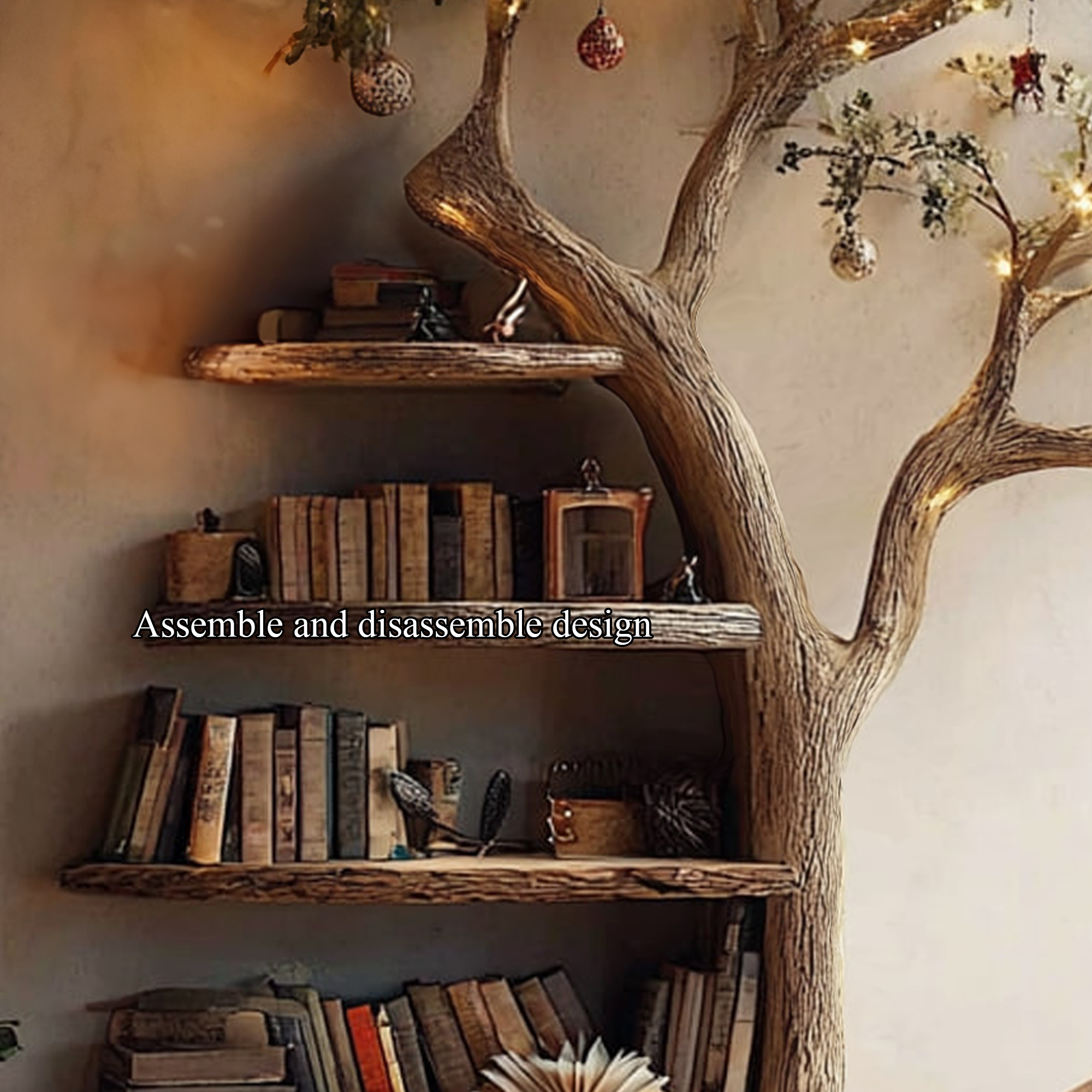 Rustic Branch Bookshelf Living Room Cozy Space SINLKITB302
