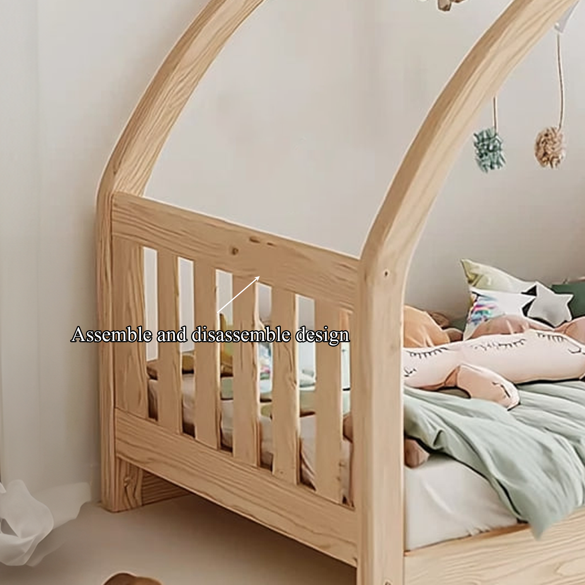 Rustic Montessori Kids Bed Toddler Room Bedroom SINLKIWB56