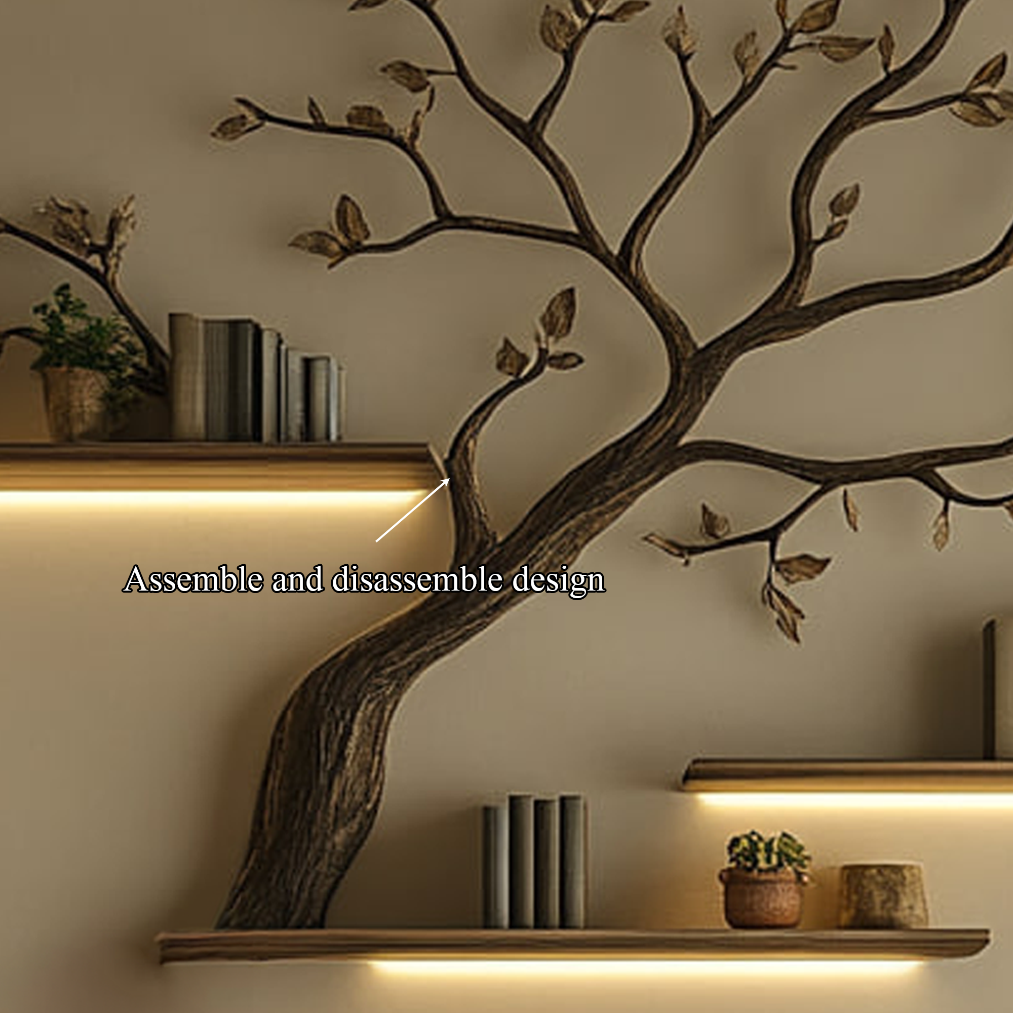 Mid Century Organic Tree Display Shelf Contemporary Bedroom SINLKITBS089