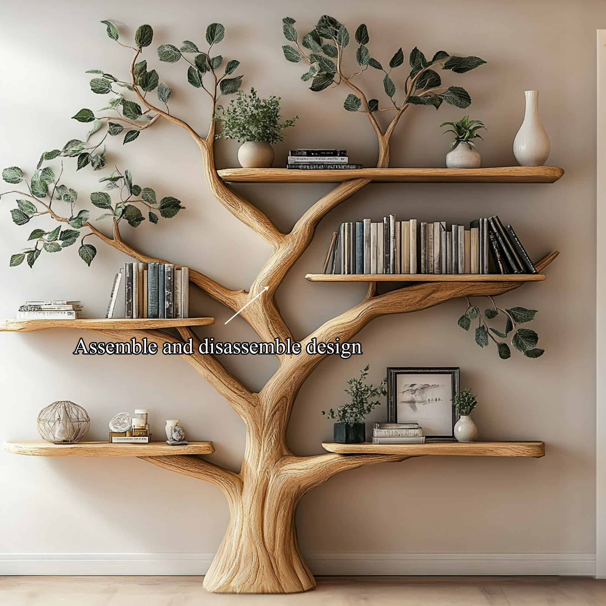 Handcrafted Tree Bookshelf Wall-Mounted Furniture Living Room SINLKITB535