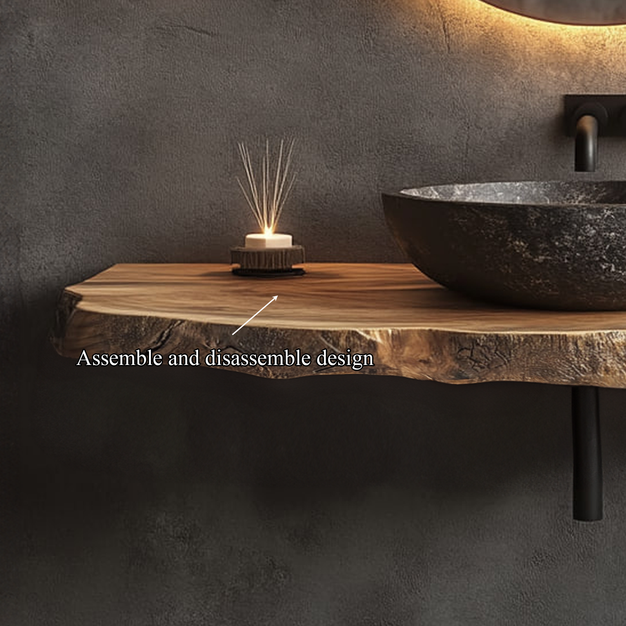Rustic Wall Mounted Bathroom Vanity Modern Living SINLKIBRV184