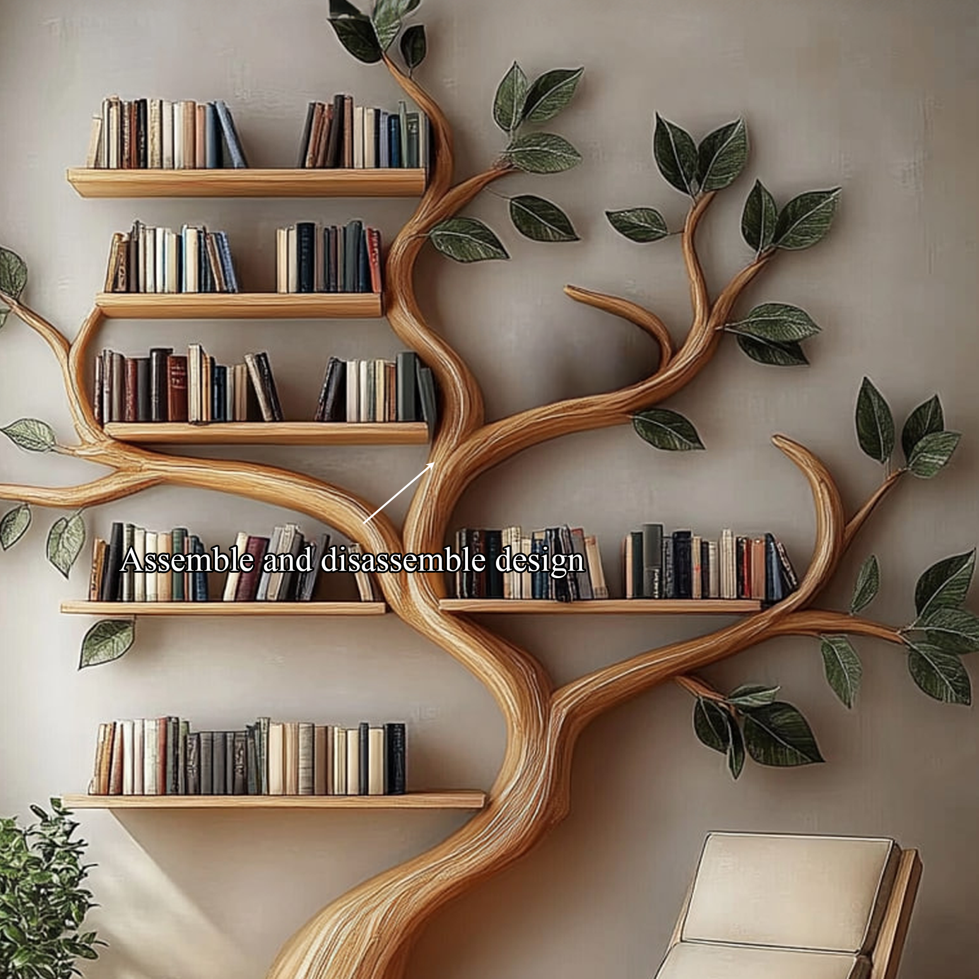 Rustic Branch Bookshelf Bedroom Reading Nook Or Home Library SINLKITB333
