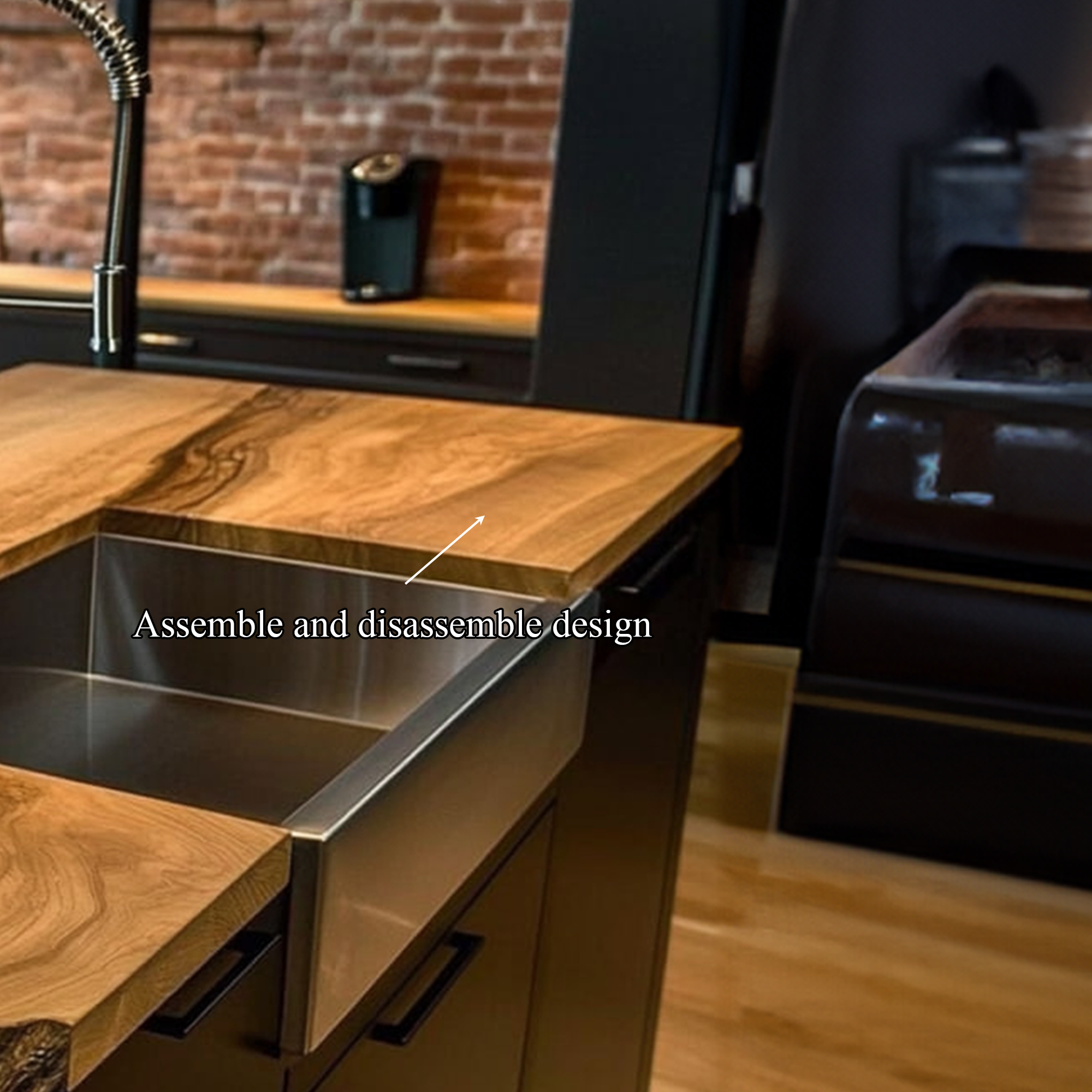 Rustic Industrial Luxury Live Edge Kitchen Island Kitchen Or Loft Interior SINLKIKI121