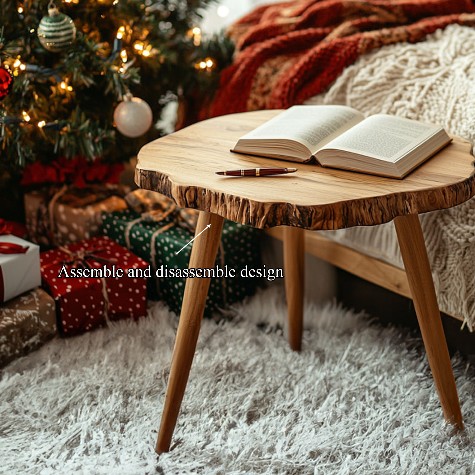 Rustic Bedside Table Christmas Holiday Home Decor SINLKIBT198