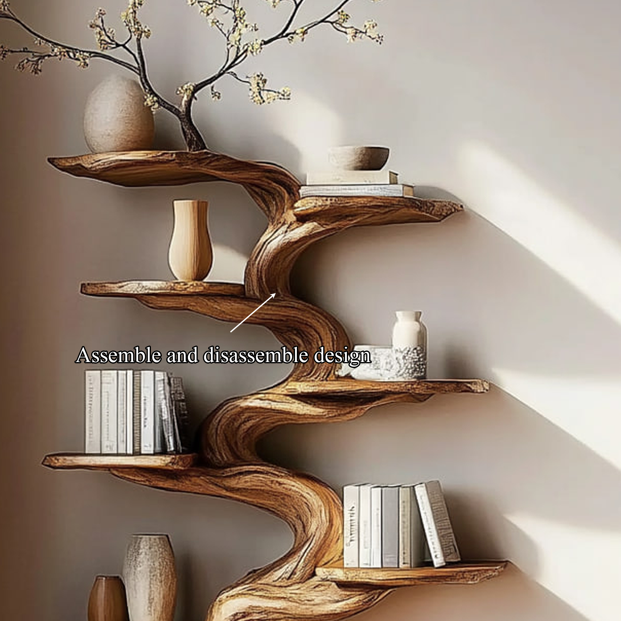 Rustic Tree Inspired Wall Shelf Home Office Organizer SINLKITB468