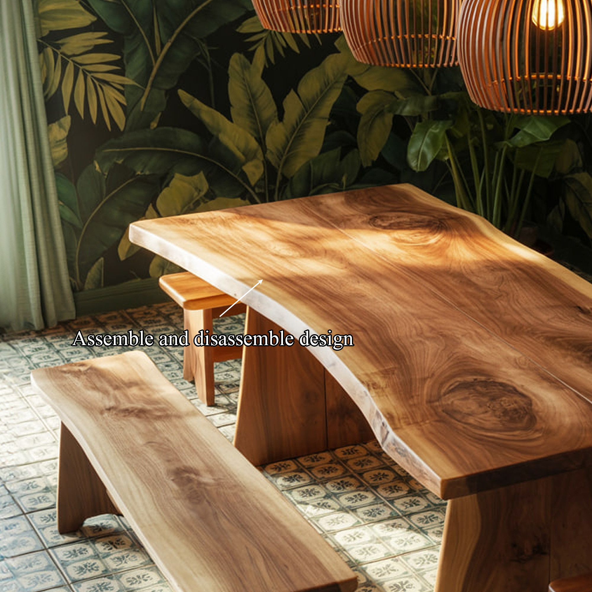 Scandinavian Live Edge Dining Table Minimal Kitchen SINLSDTS130