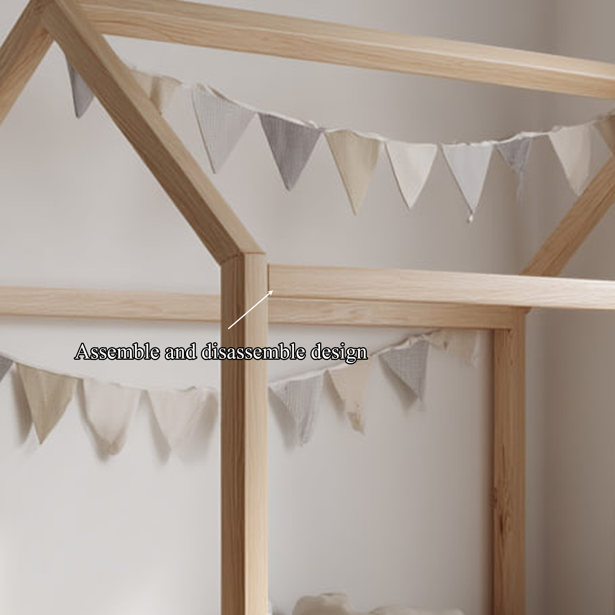 Scandinavian Kids House Bed Modern Nursery Bedroom SINLKIWB58