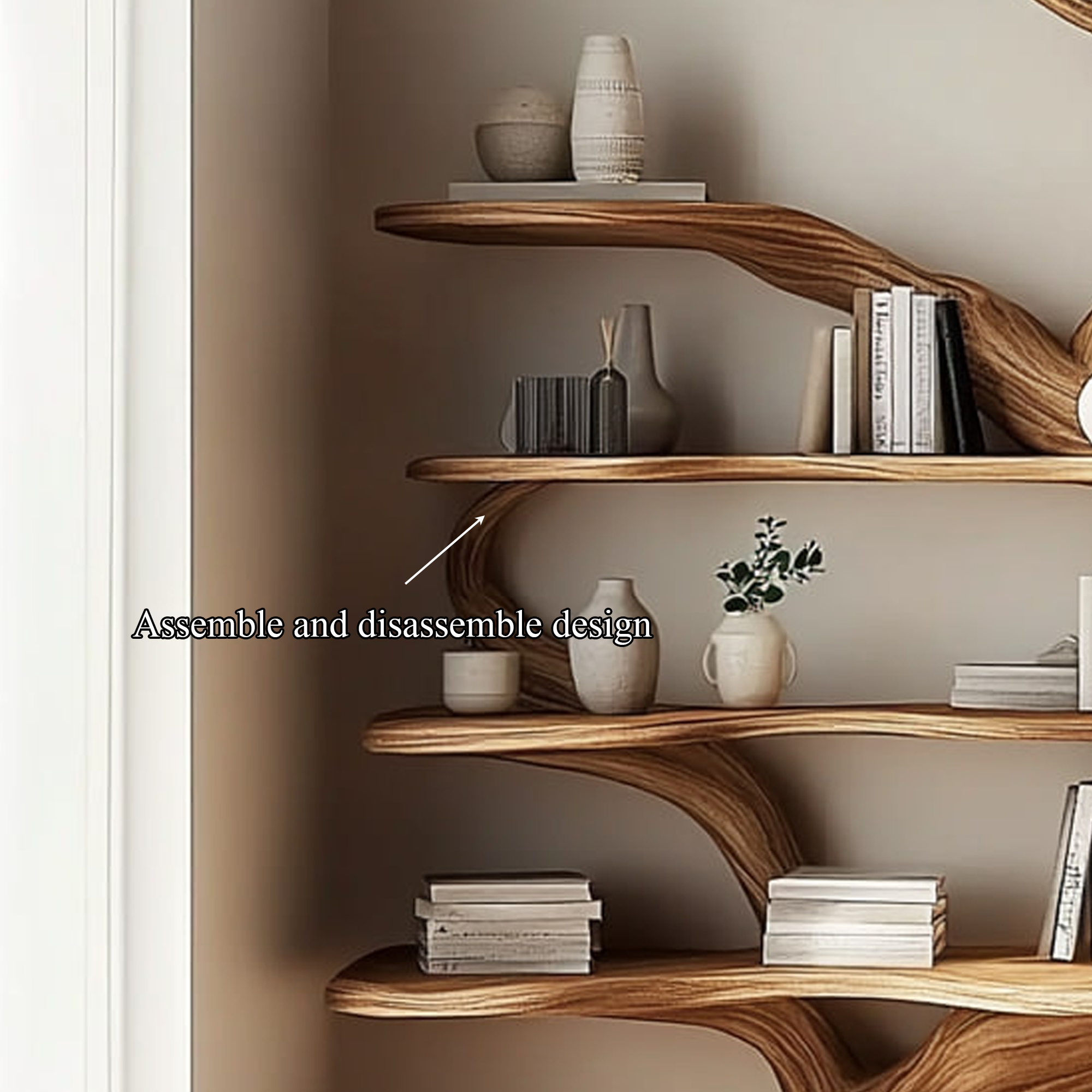 Rustic Unique Tree Bookshelf Living Room Large Organizer SINLKITB467