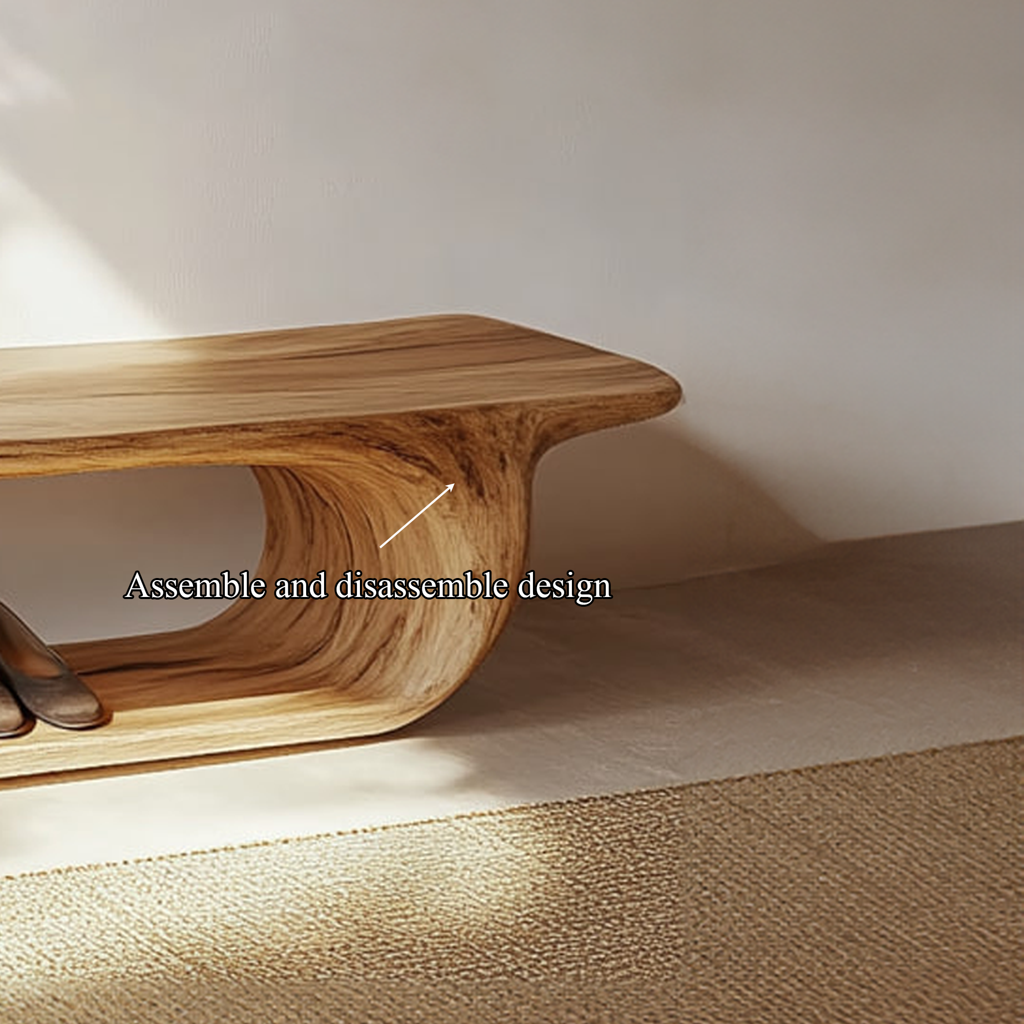 Rustic Wooden Shoe Bench With Organic Design Foyer SINLKISB050