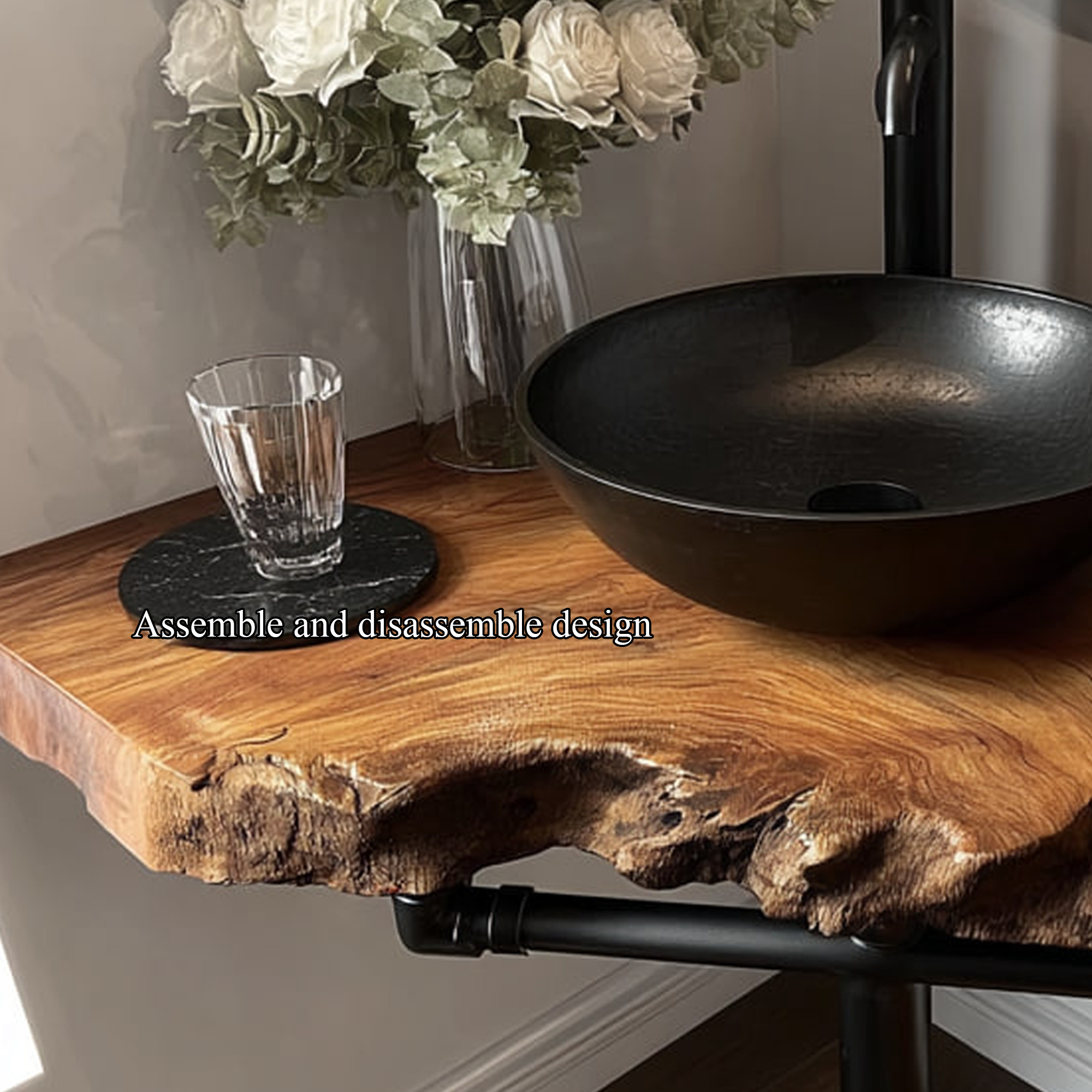 Midcentury Floating Shelf Narrow Washroom SINLKIBRV149