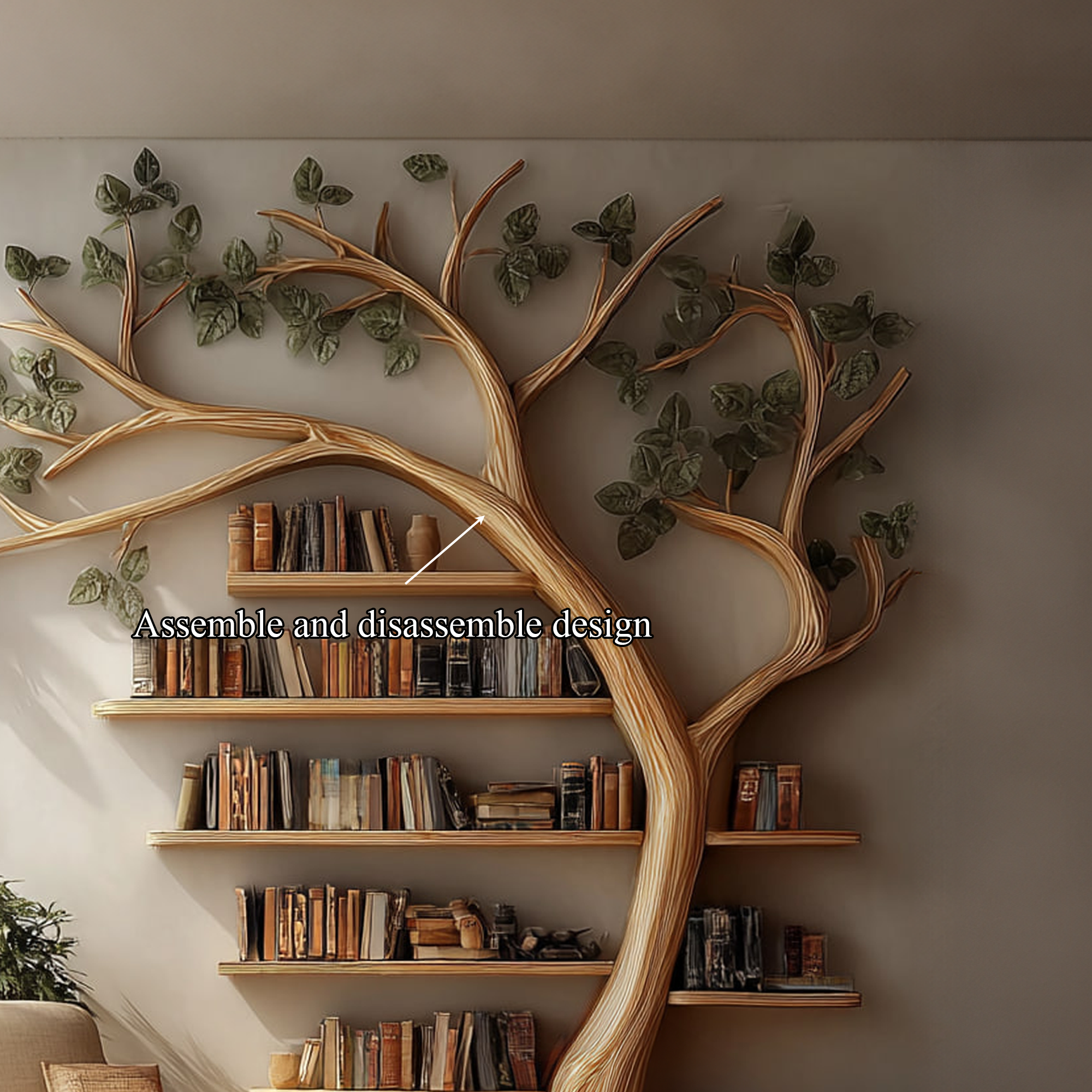 Rustic Tree Bookshelf Reading Corner Home Office Library Display SINLKITB331