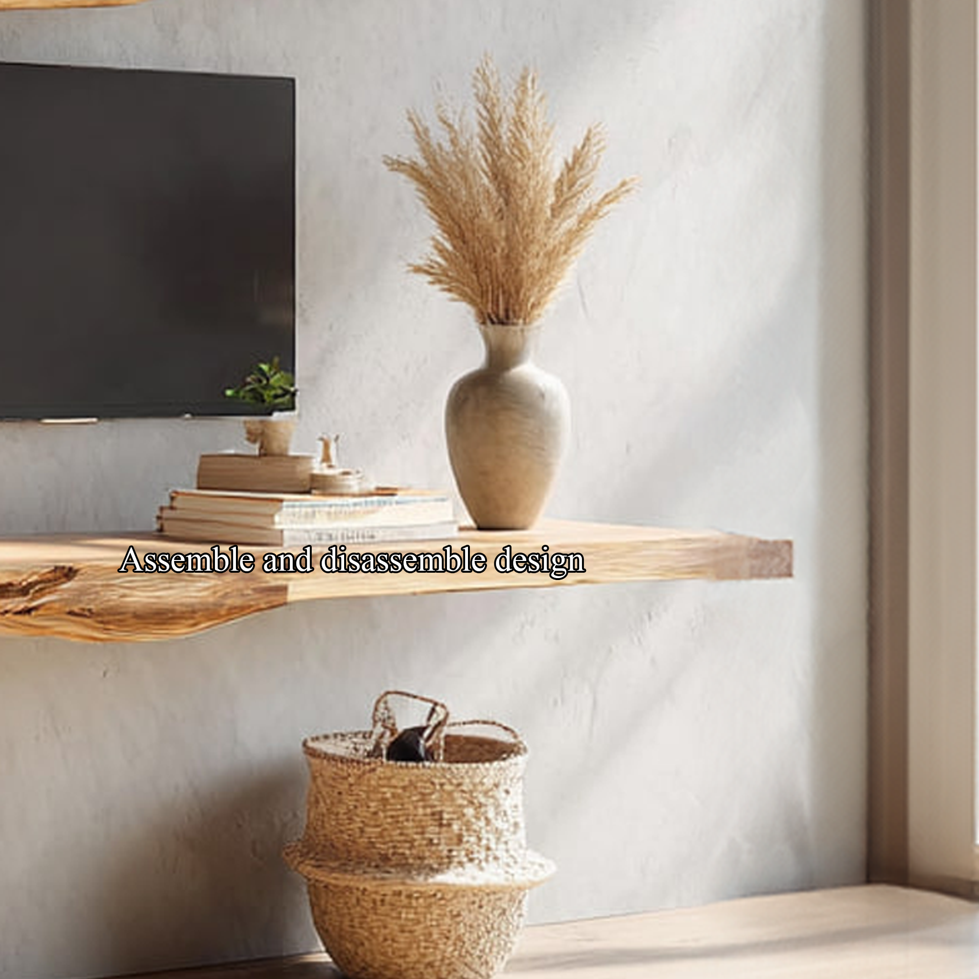 Rustic Tree TV Console Living Room Bedroom Wall Display SINLKITB345