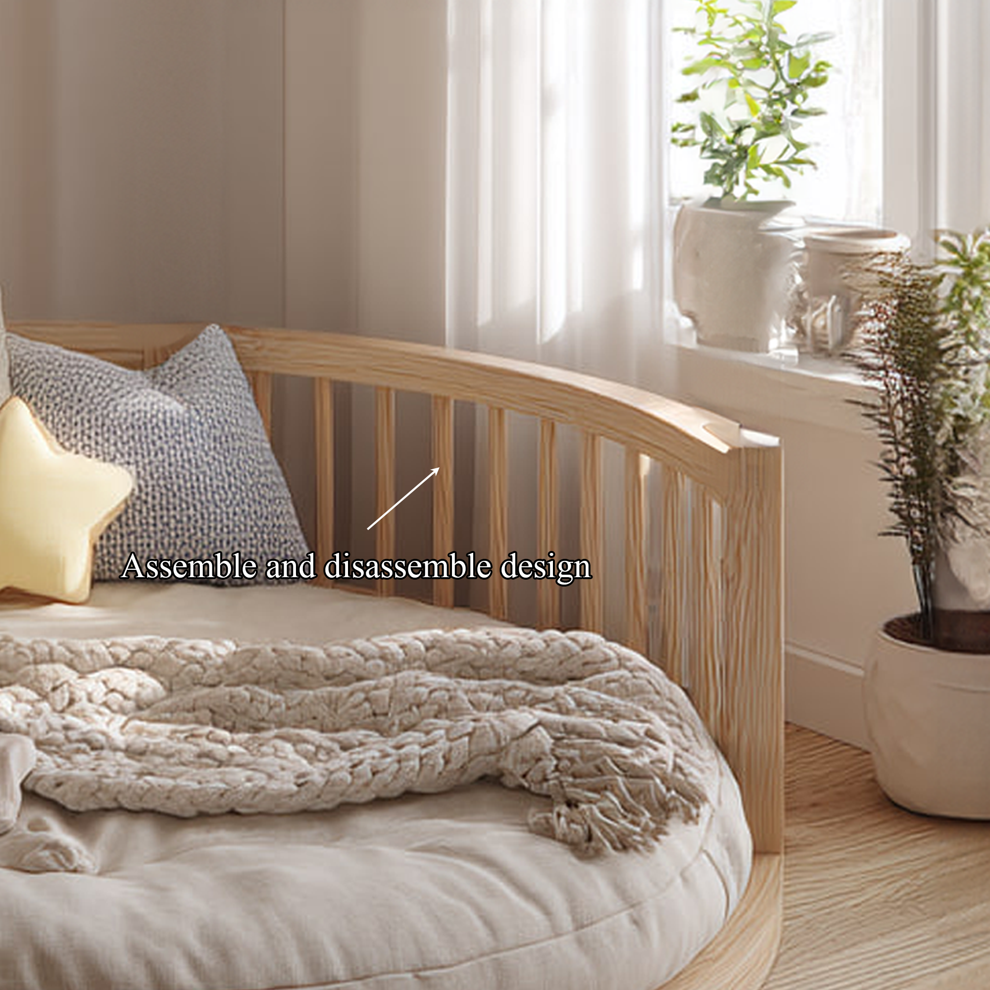 Scandinavian Round Toddler Bed Kids Bedroom SINLKIWB54