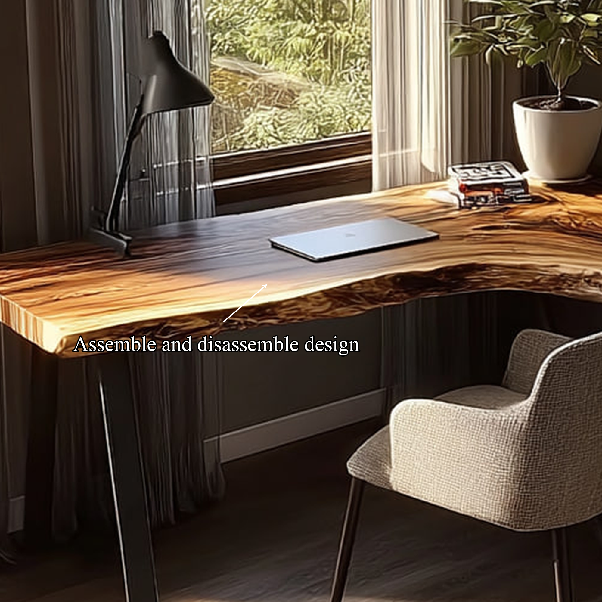 Rustic Organic Modern Work Corner Desk Home Office And Study Room SINLKIDK056