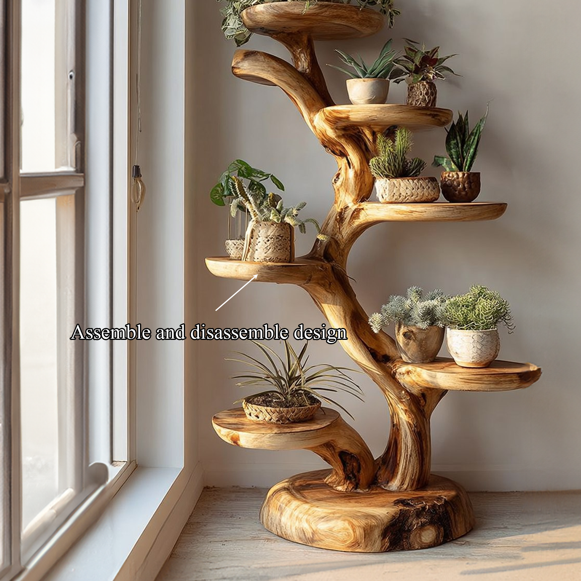 Rustic Tree Plant Stand Botanical Living Room SINLKITT080