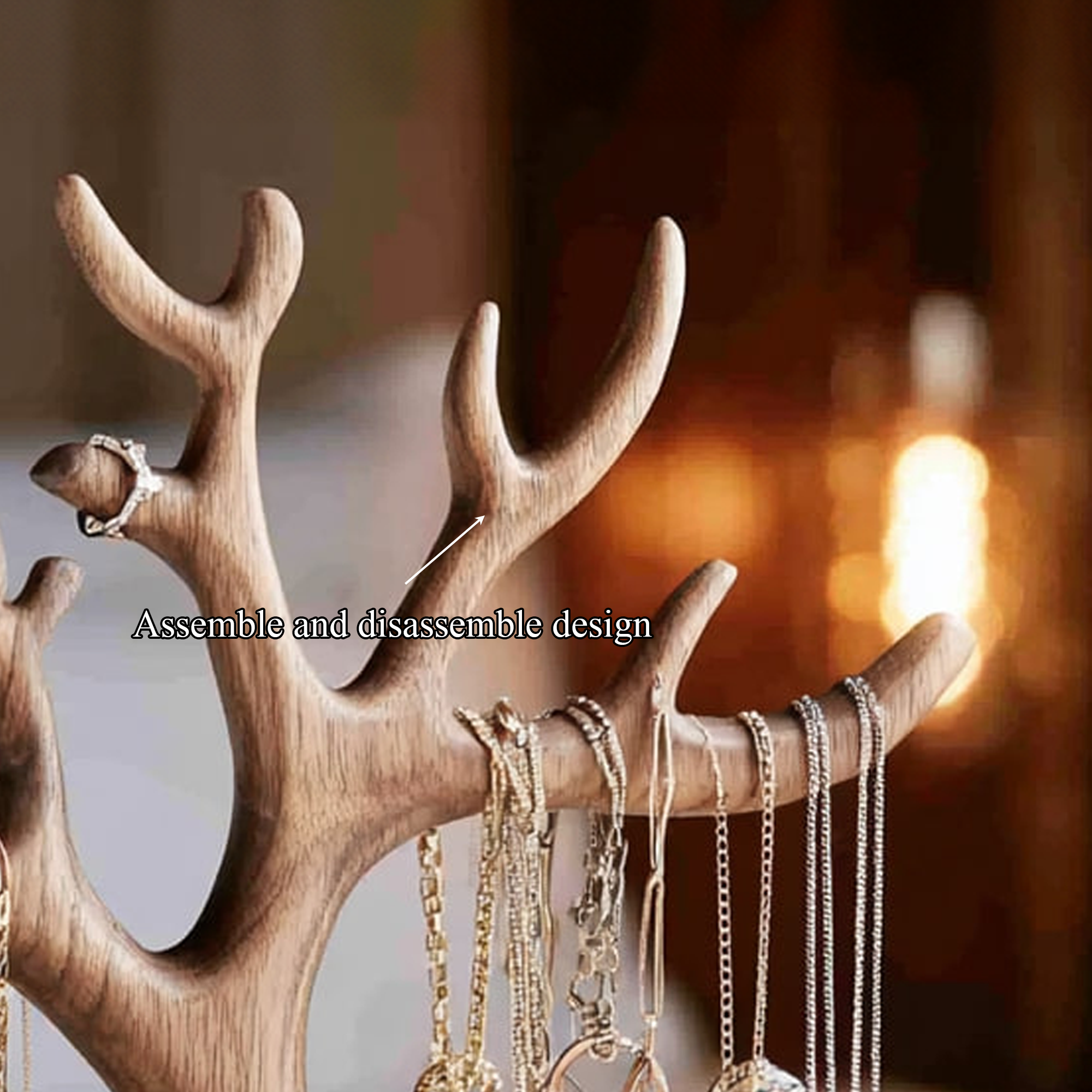Scandinavian Wooden Jewelry Tree Display Natural Finish SINLKITJR005