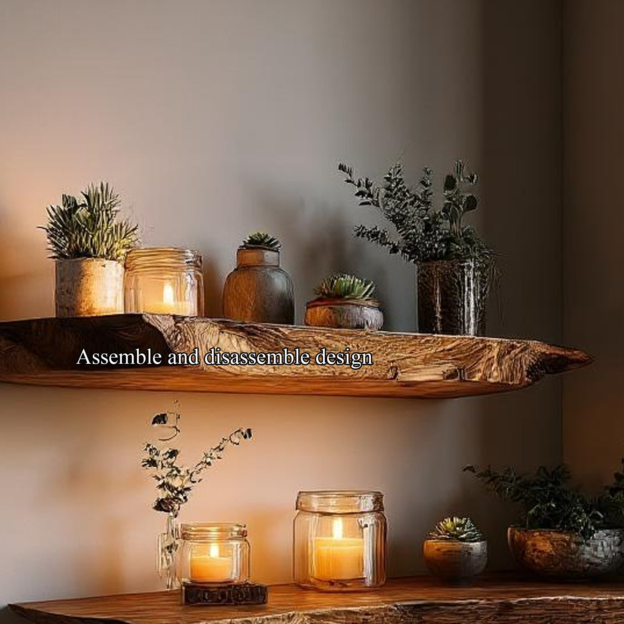 Rustic Live Edge Floating Shelf Living Room SINLKIFL180