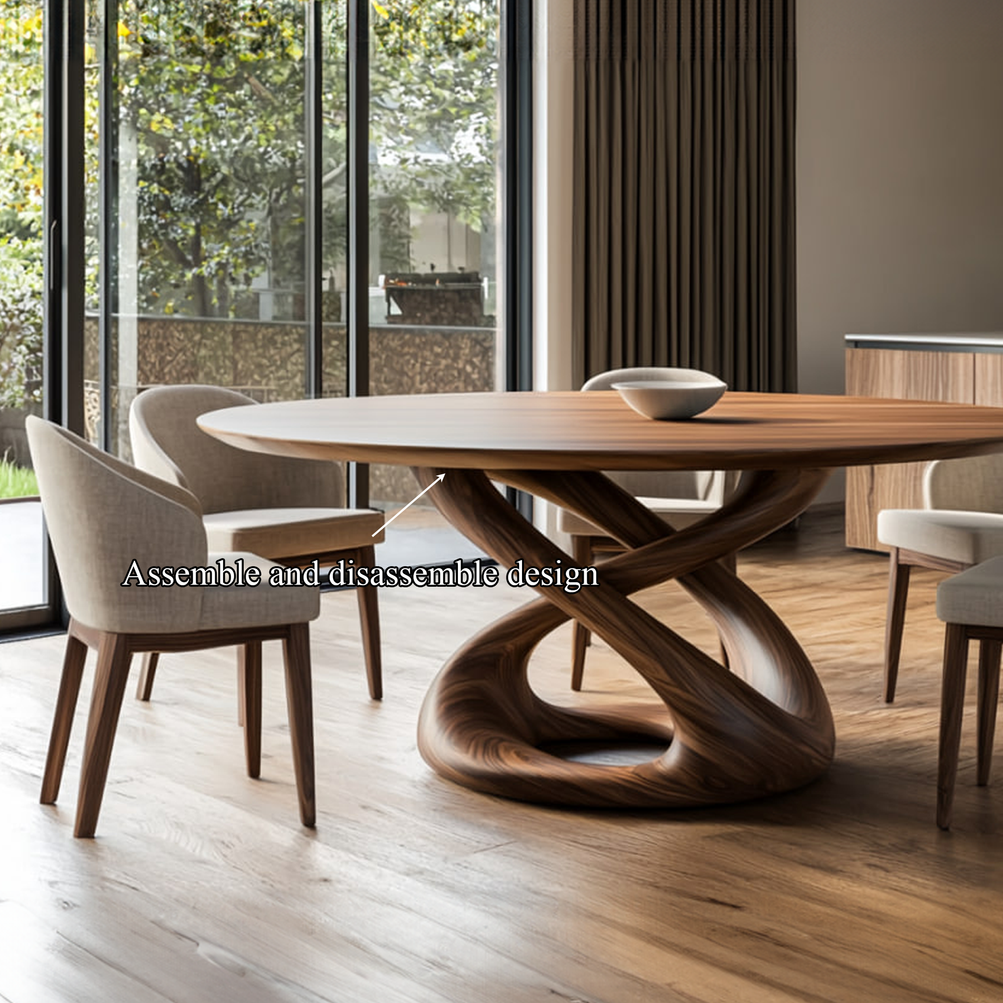 Rustic Round Dining Table Sculptural Kitchen SINLKIDT123