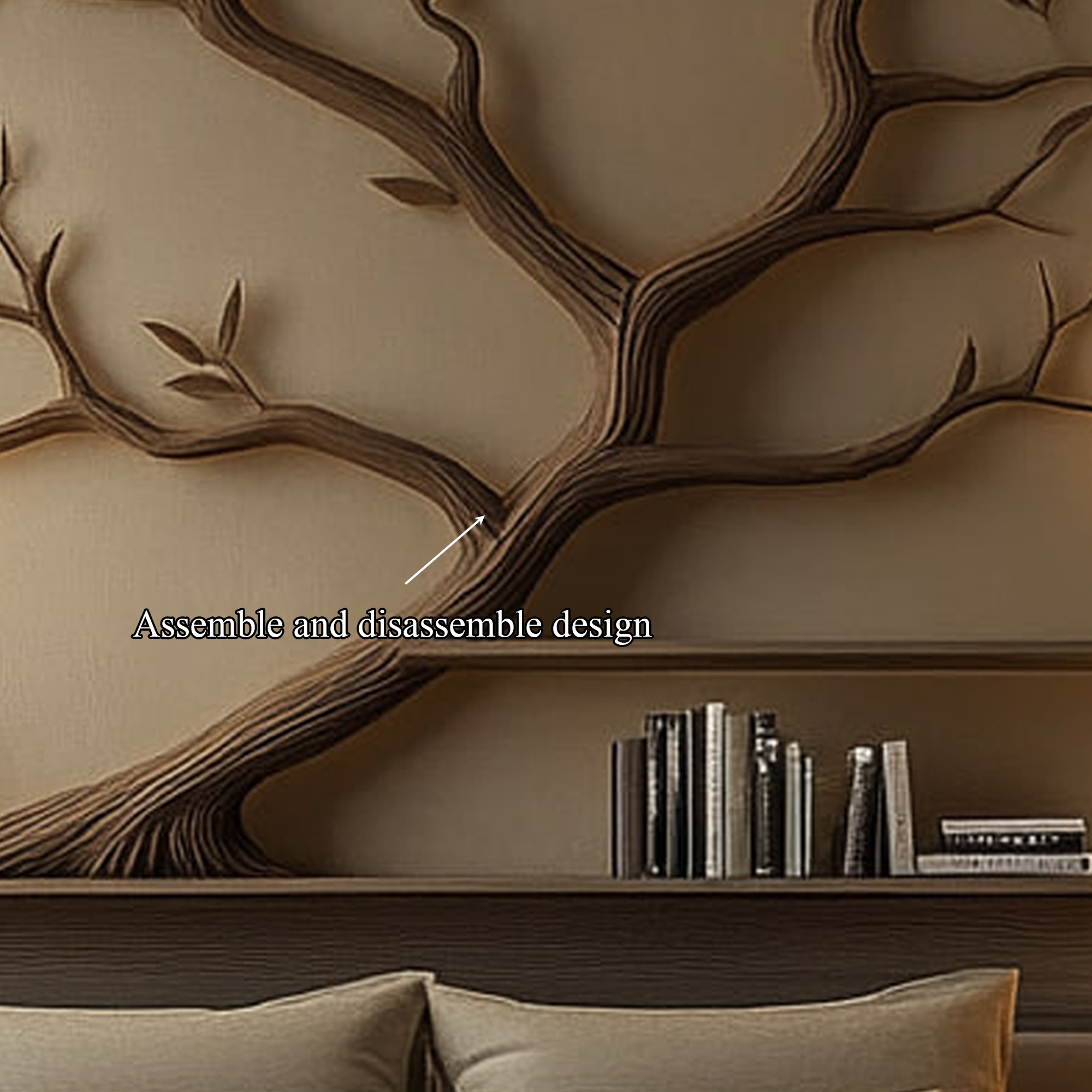 Mid Century Organic Tree Bookshelf Bedroom Wall Design SINLKITBS086
