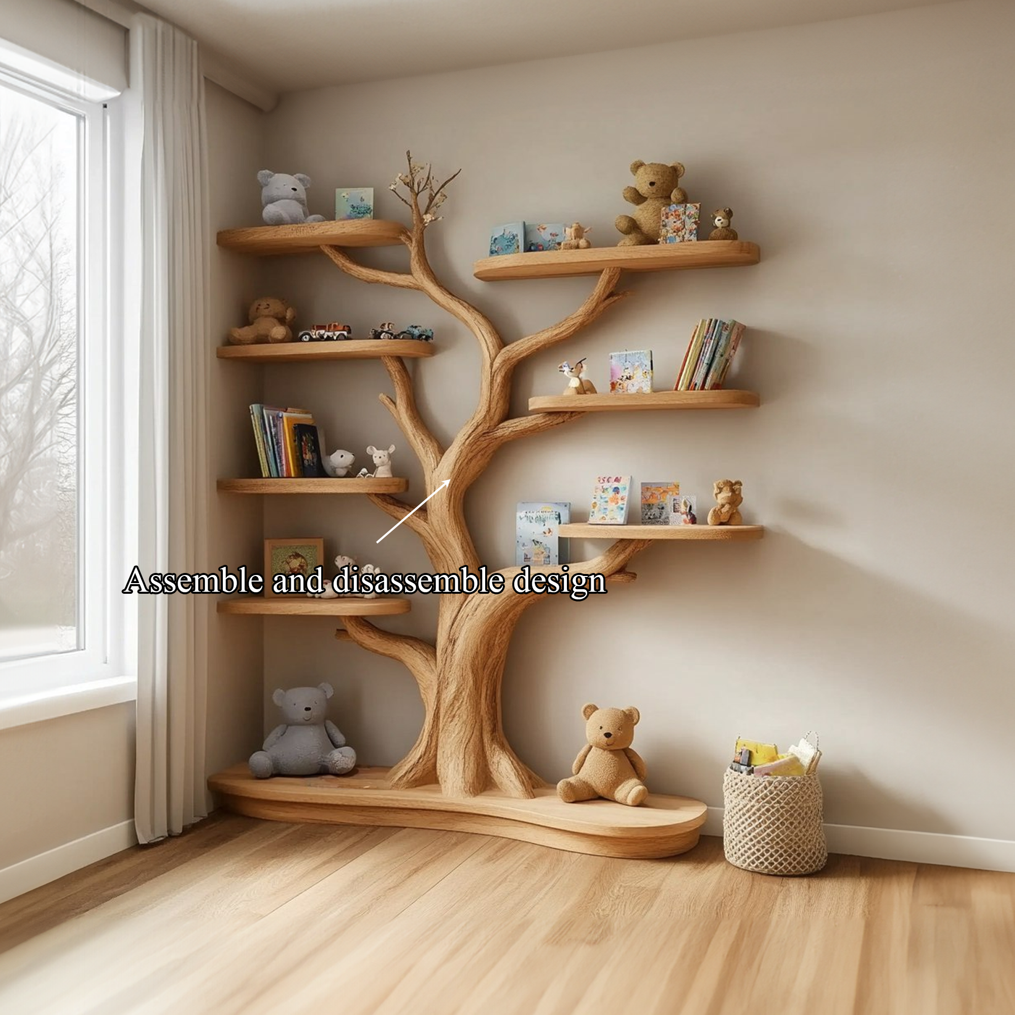Scandinavian Organic Tree Bookshelf Kids Corner Shelf SINLKITB530