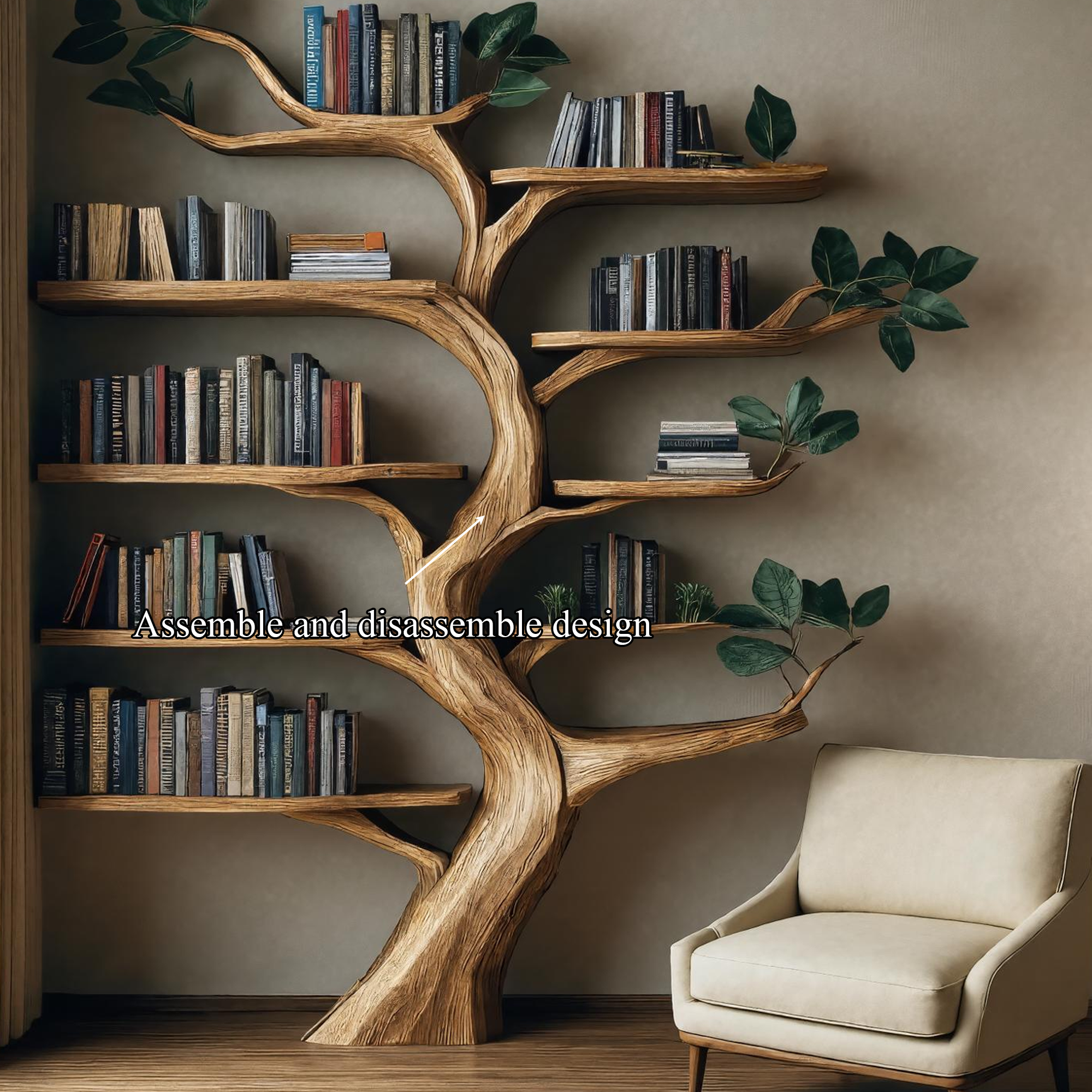 Rustic Branch Bookshelf Living Room Or Dining Room SINLKITB326