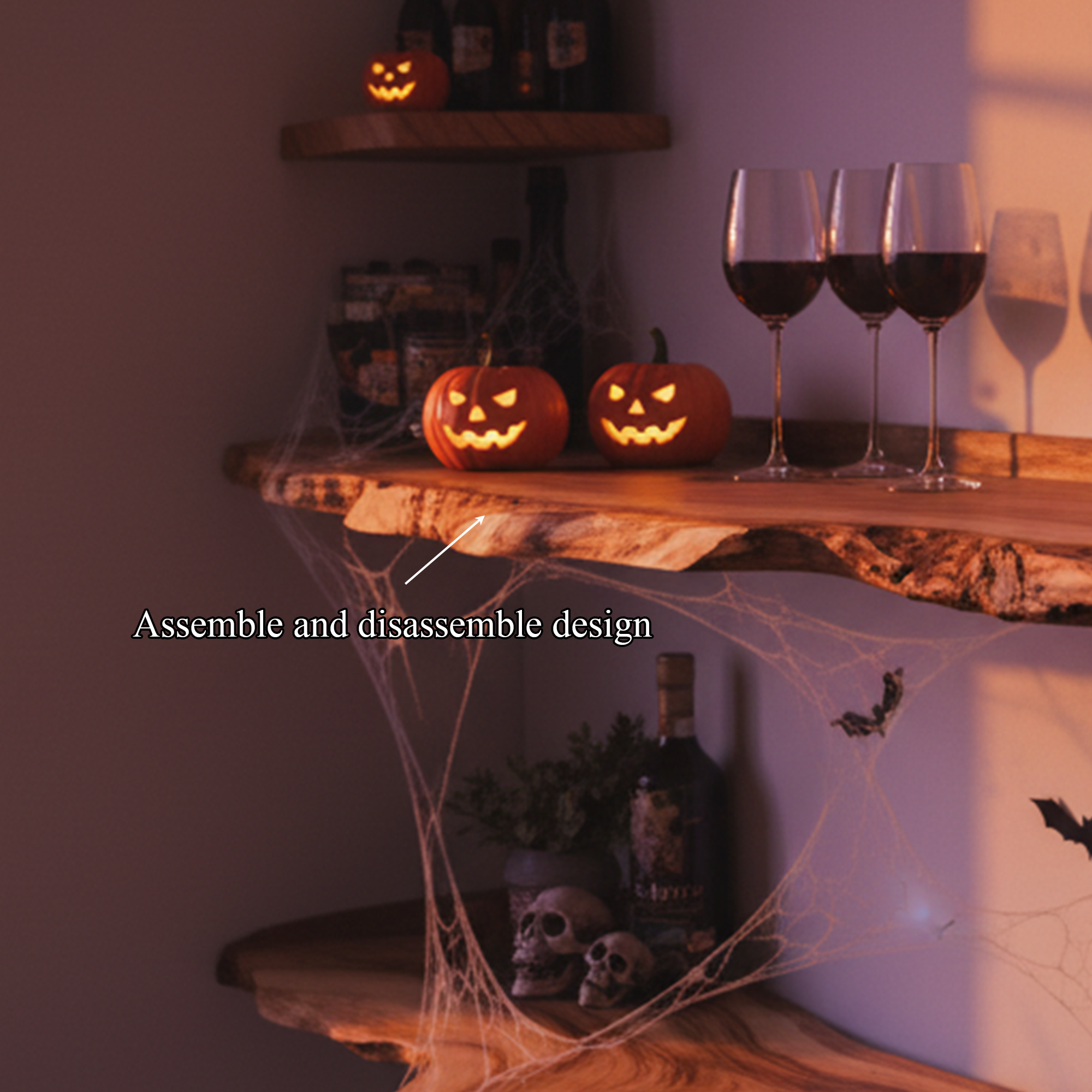 Rustic Floating Wooden Shelves Halloween Decoration Living Room SINLKIHW035