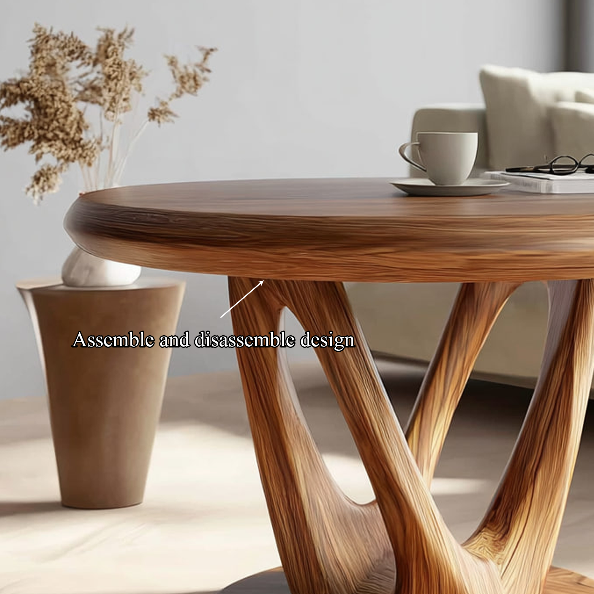 Mid Century Organic Round Table Living Room Dining Room SINLKICF199