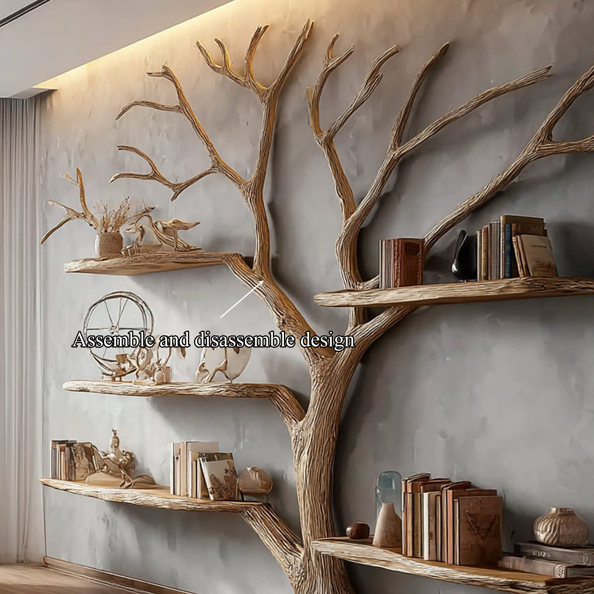 Rustic Tree Shaped Bookshelf Home Office Artistic Display SINLKITB323