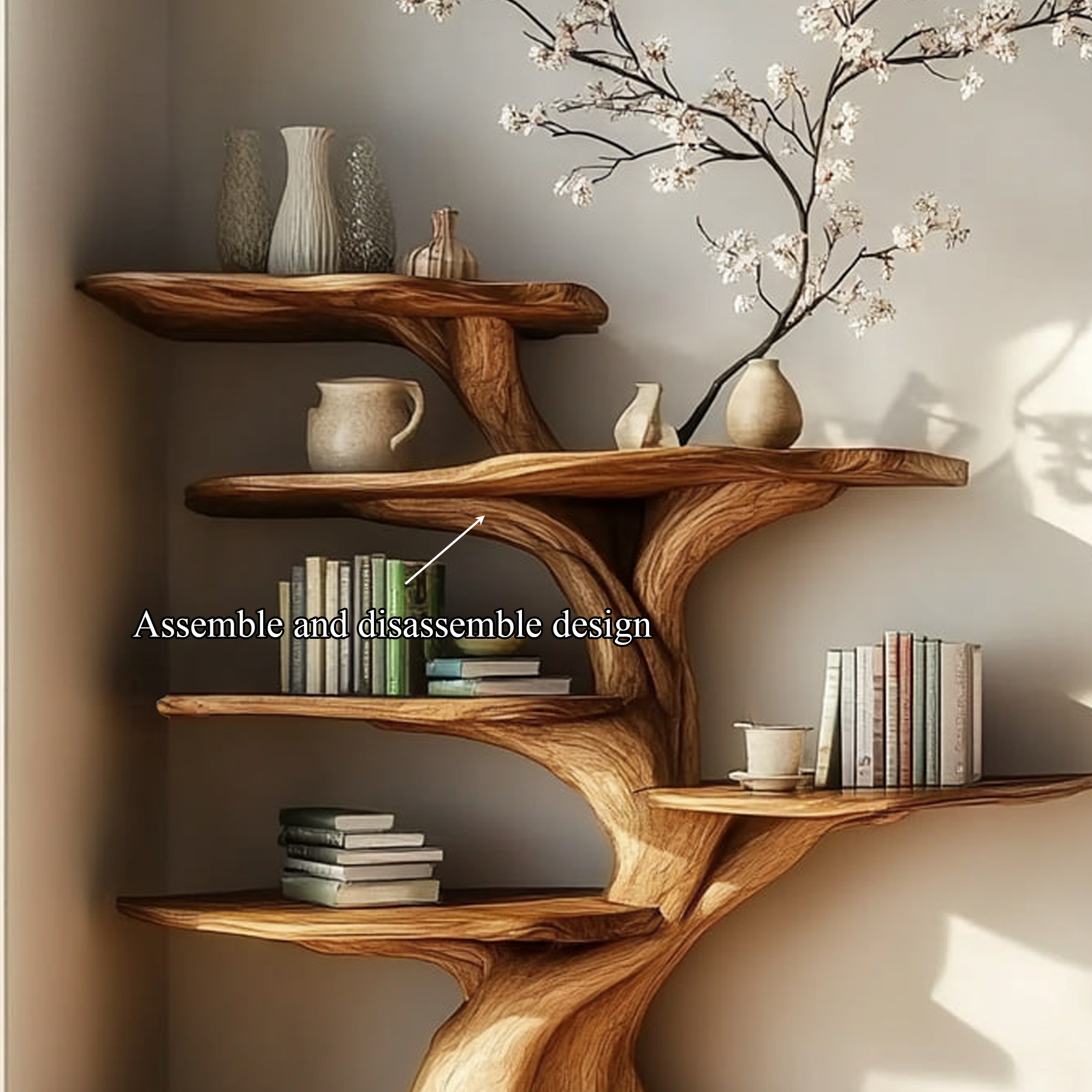 Rustic Tree Bookshelf Living Room Wall Display SINLKITB462