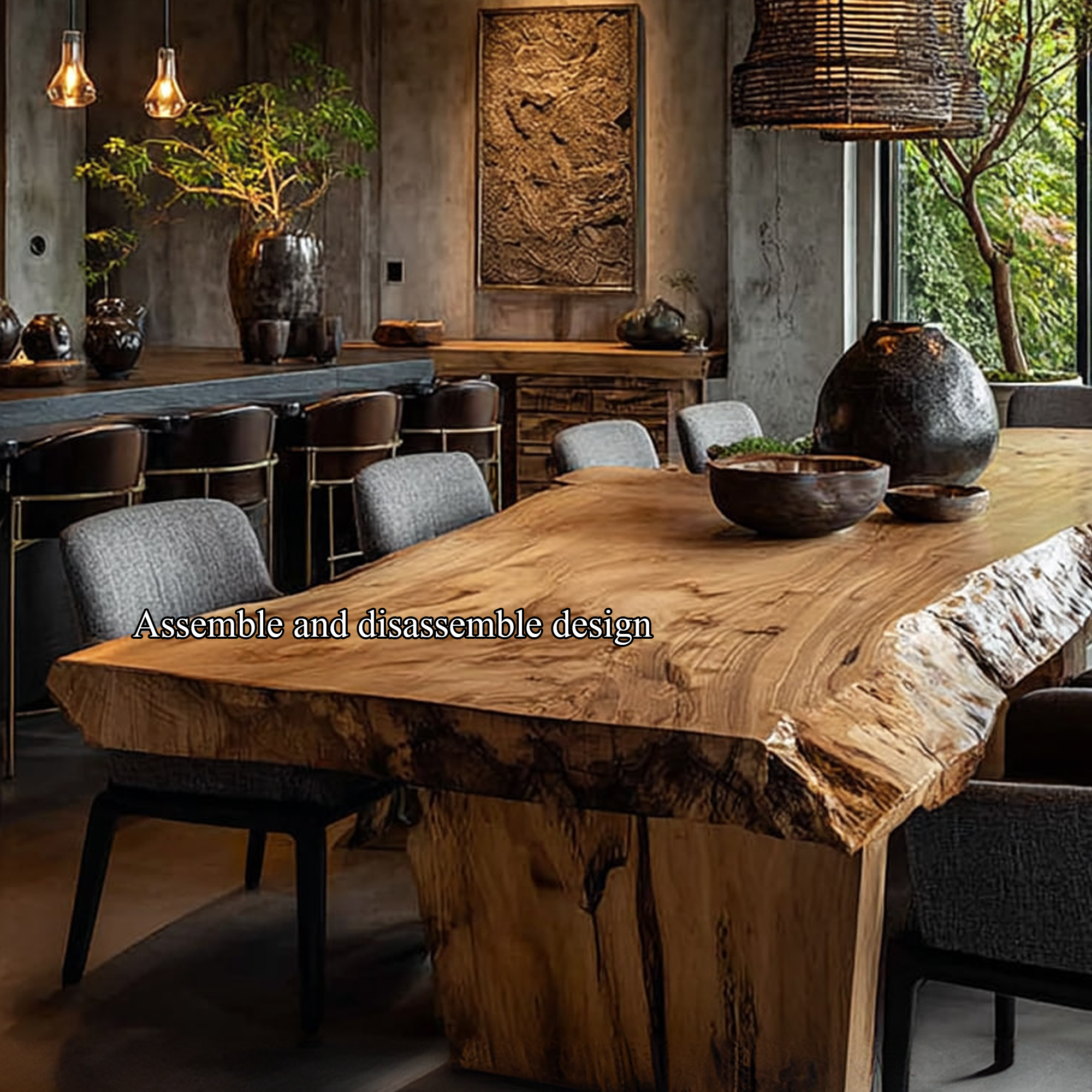 Mid Century Live Edge Table Dining Room SINLKIDT081