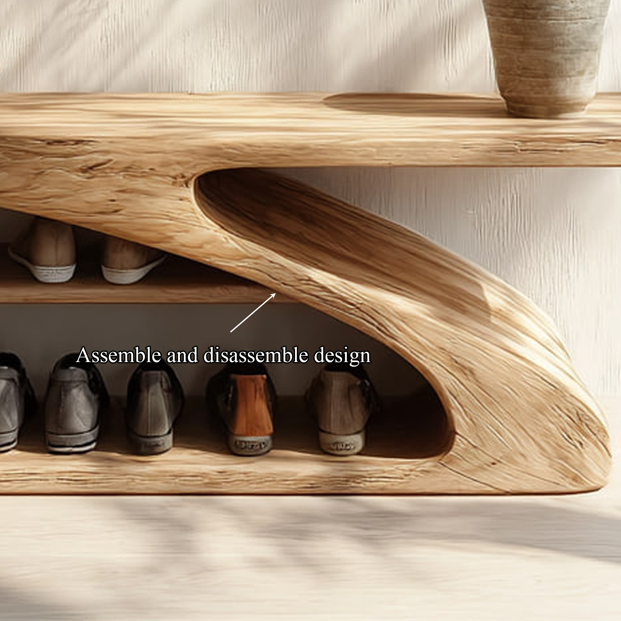 Rustic Solid Wood Shoe Bench Entryway SINLKISB048