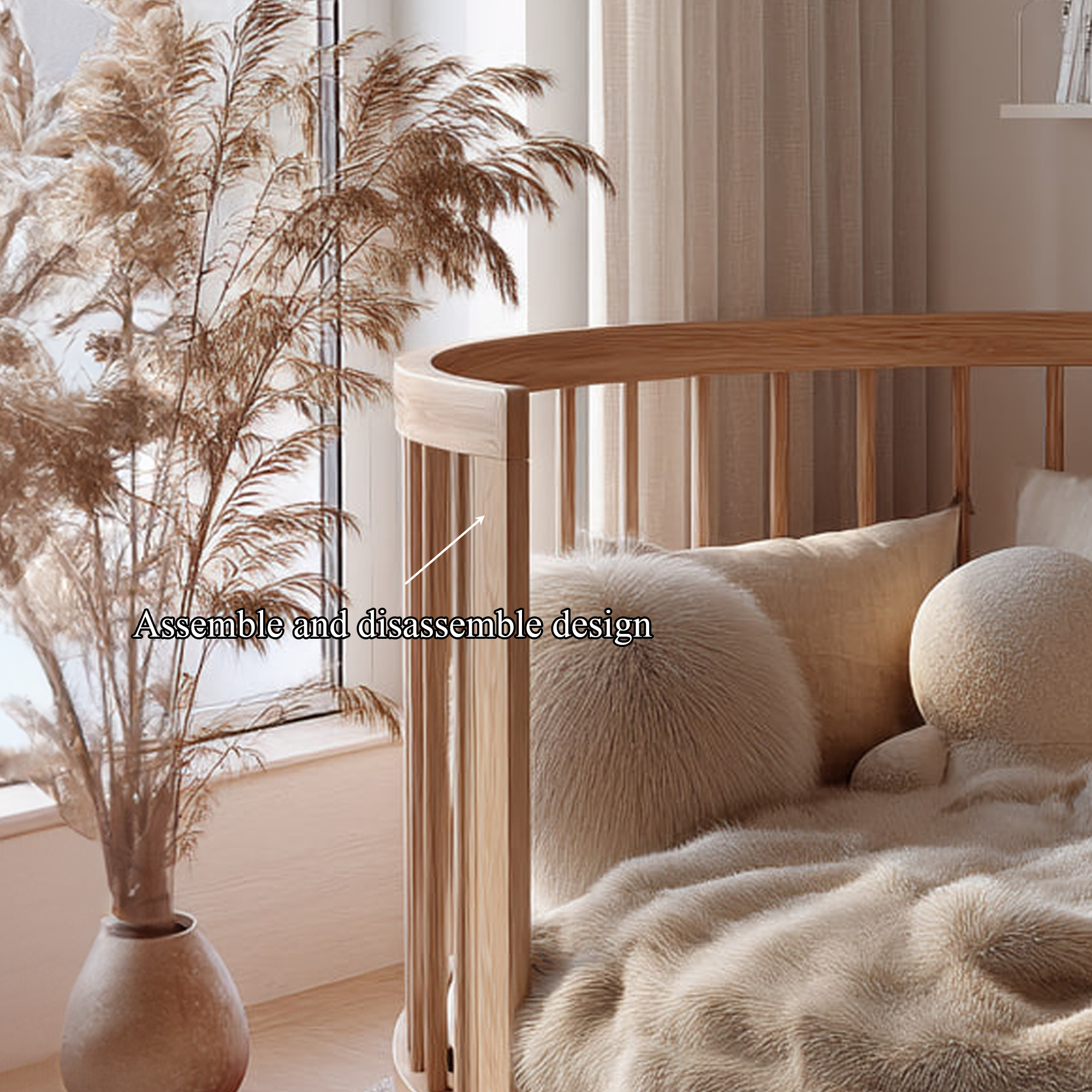 Scandinavian Round Daybed Kids Room Nursery SINLKIWB51