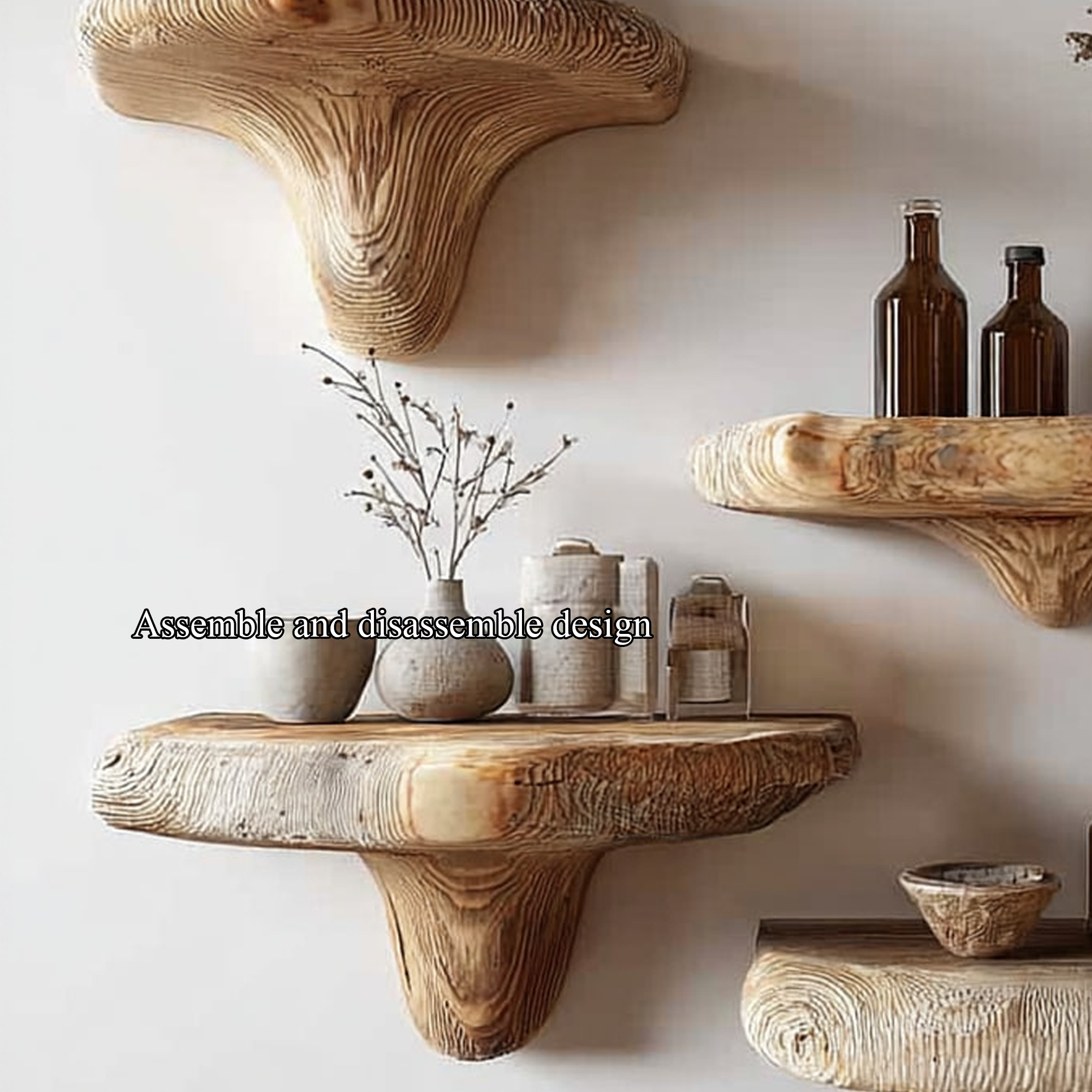 Midcentury Mushroom Floating Shelves Bedroom SINLKIFL149