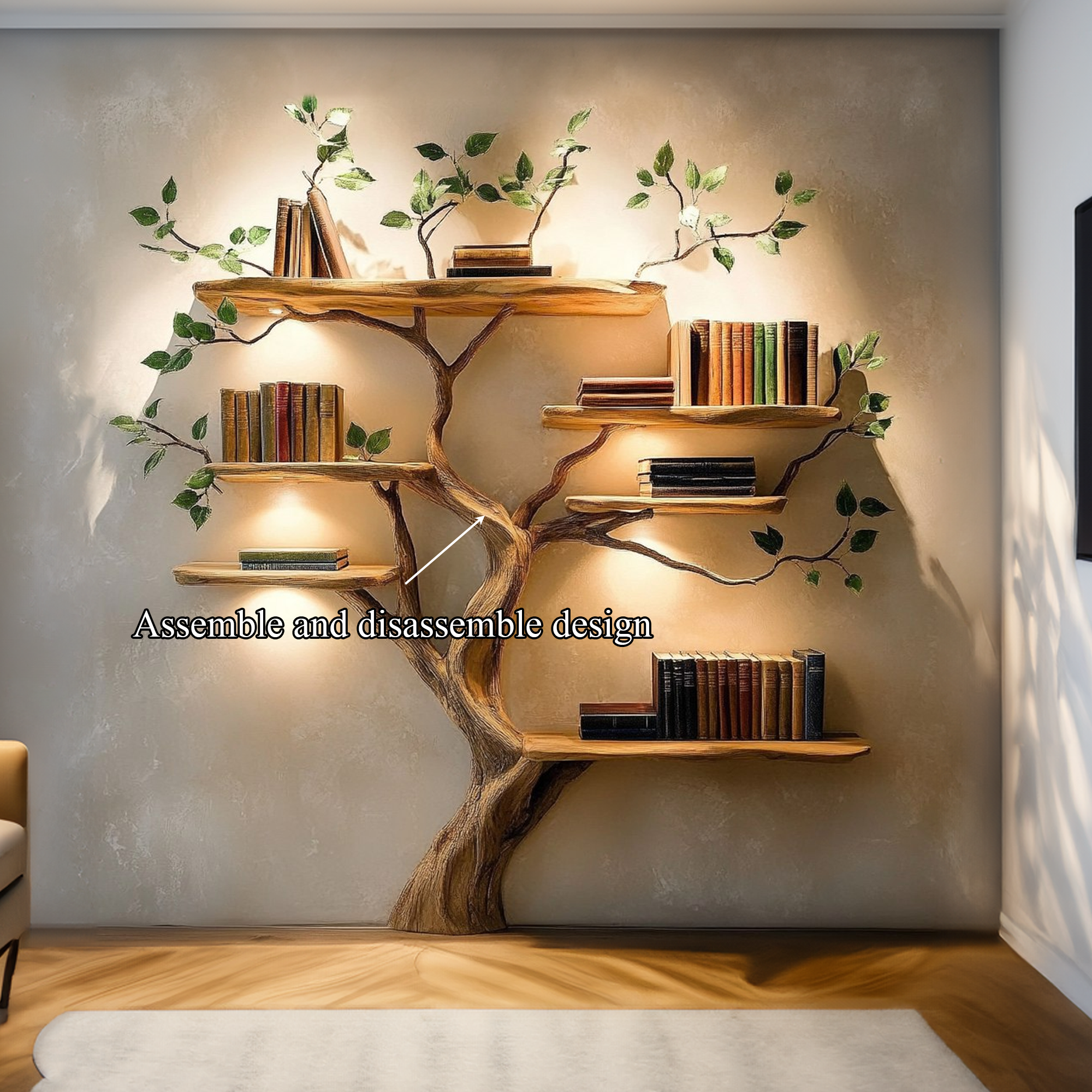 Rustic Organic Tree Bookshelf Bedroom Or Living Room SINLKITB533